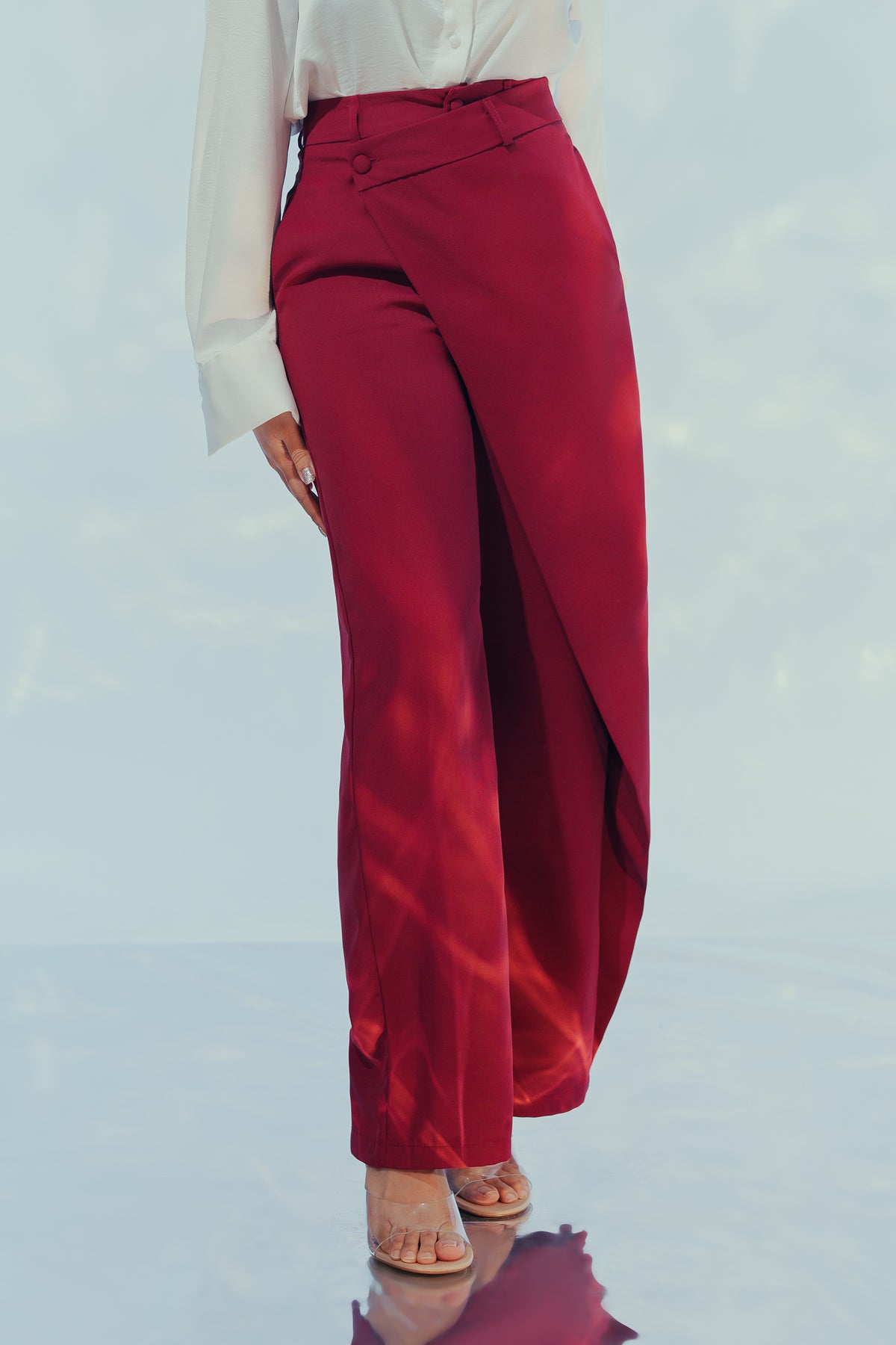 Cherry Red Wrap Around Trousers