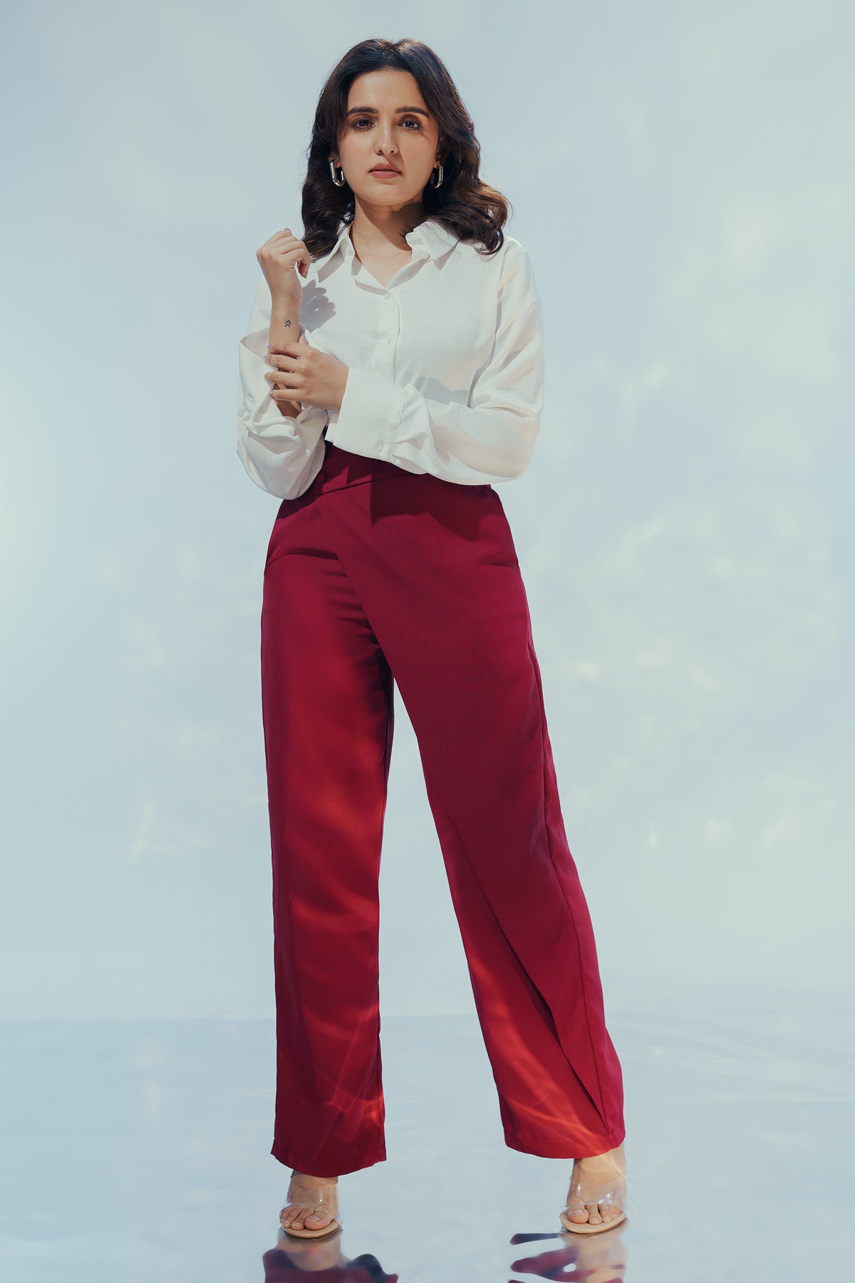 Cherry Red Wrap Around Trousers