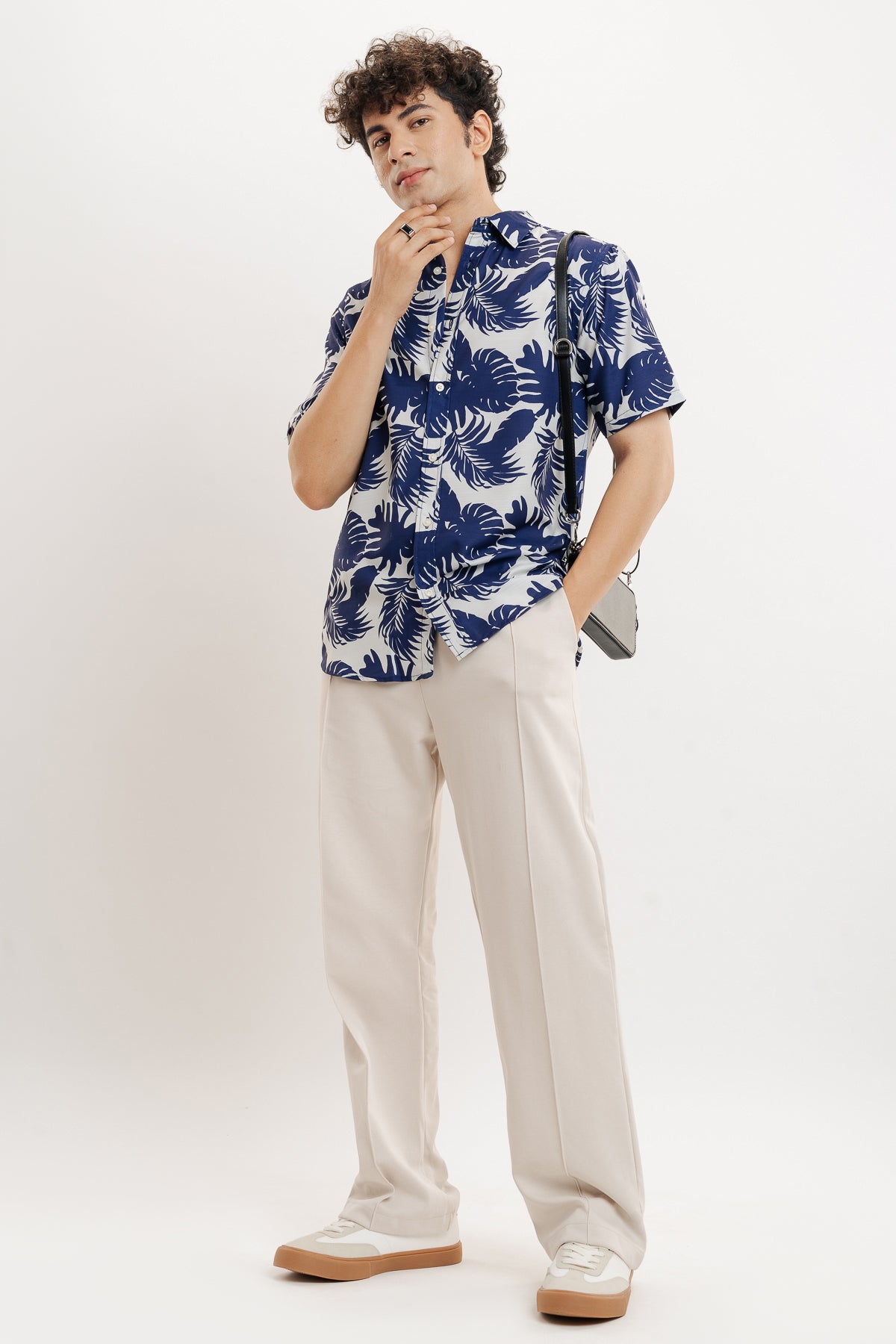 Palm Leaves Print Men's Resort Shirt