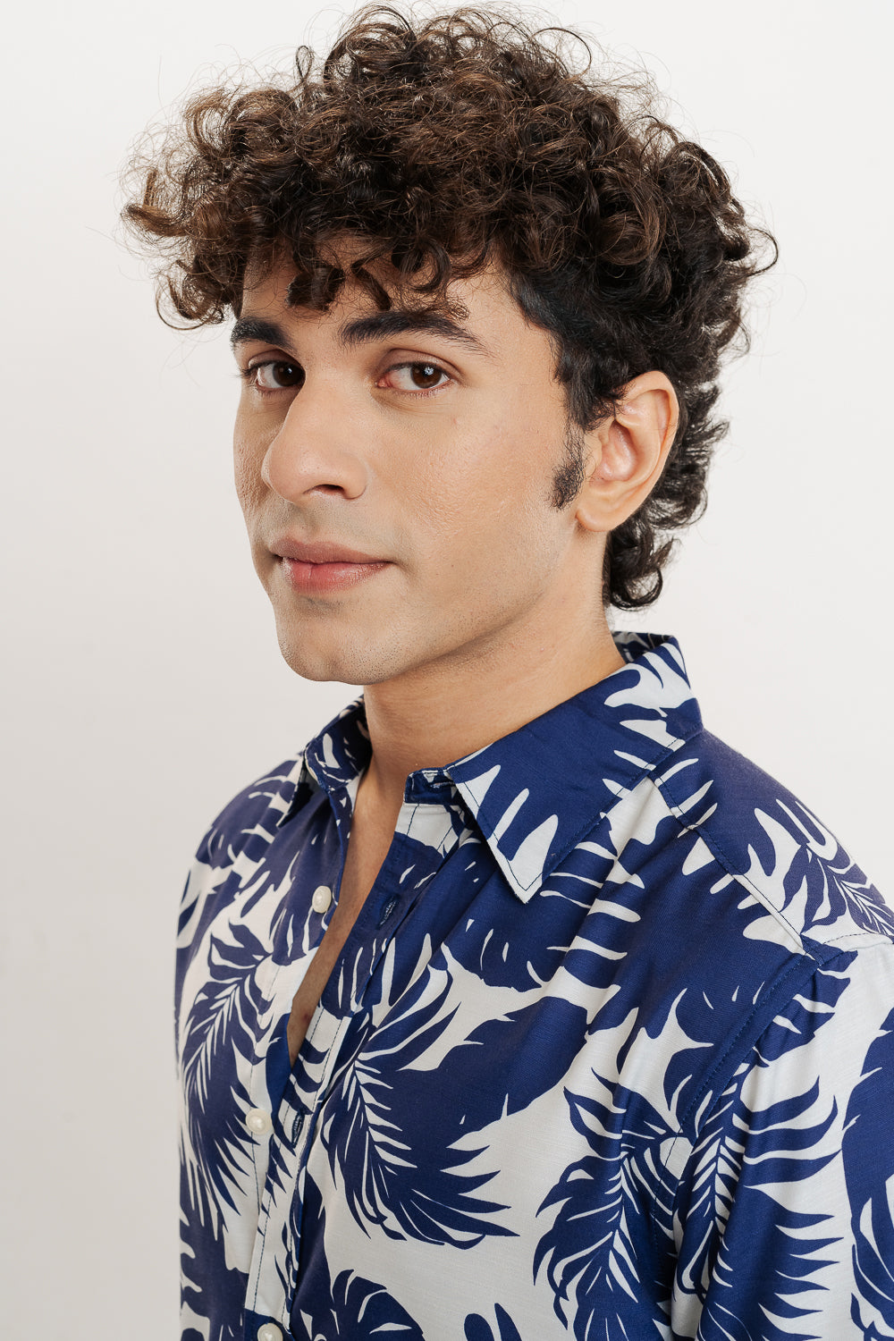 Palm Leaves Print Men's Resort Shirt