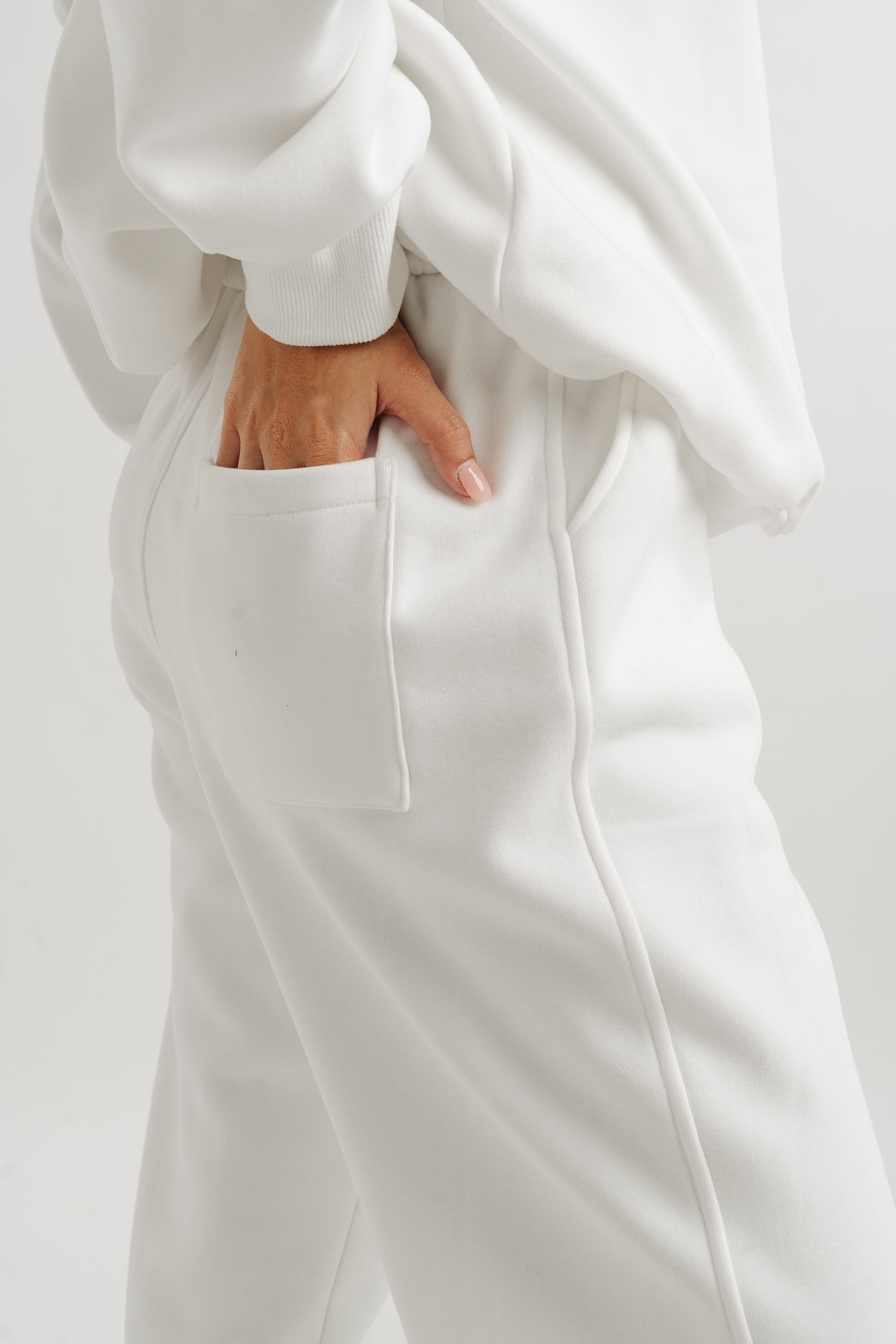 White Two Piece Sweatshirt And Jogger Set