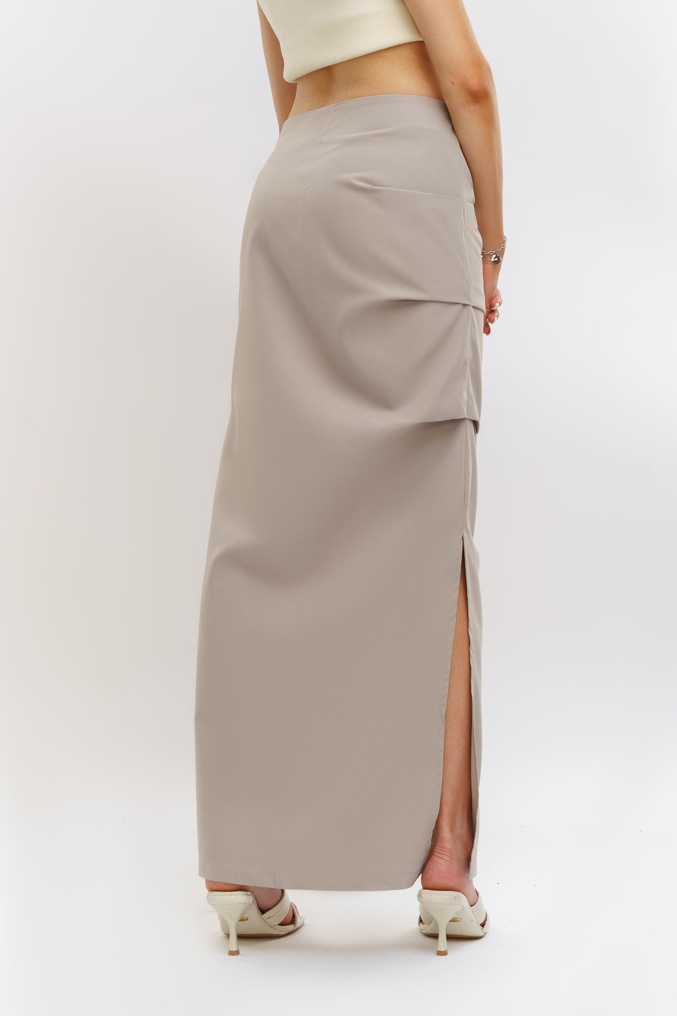 Front Slit Skirt - 40 / Grey