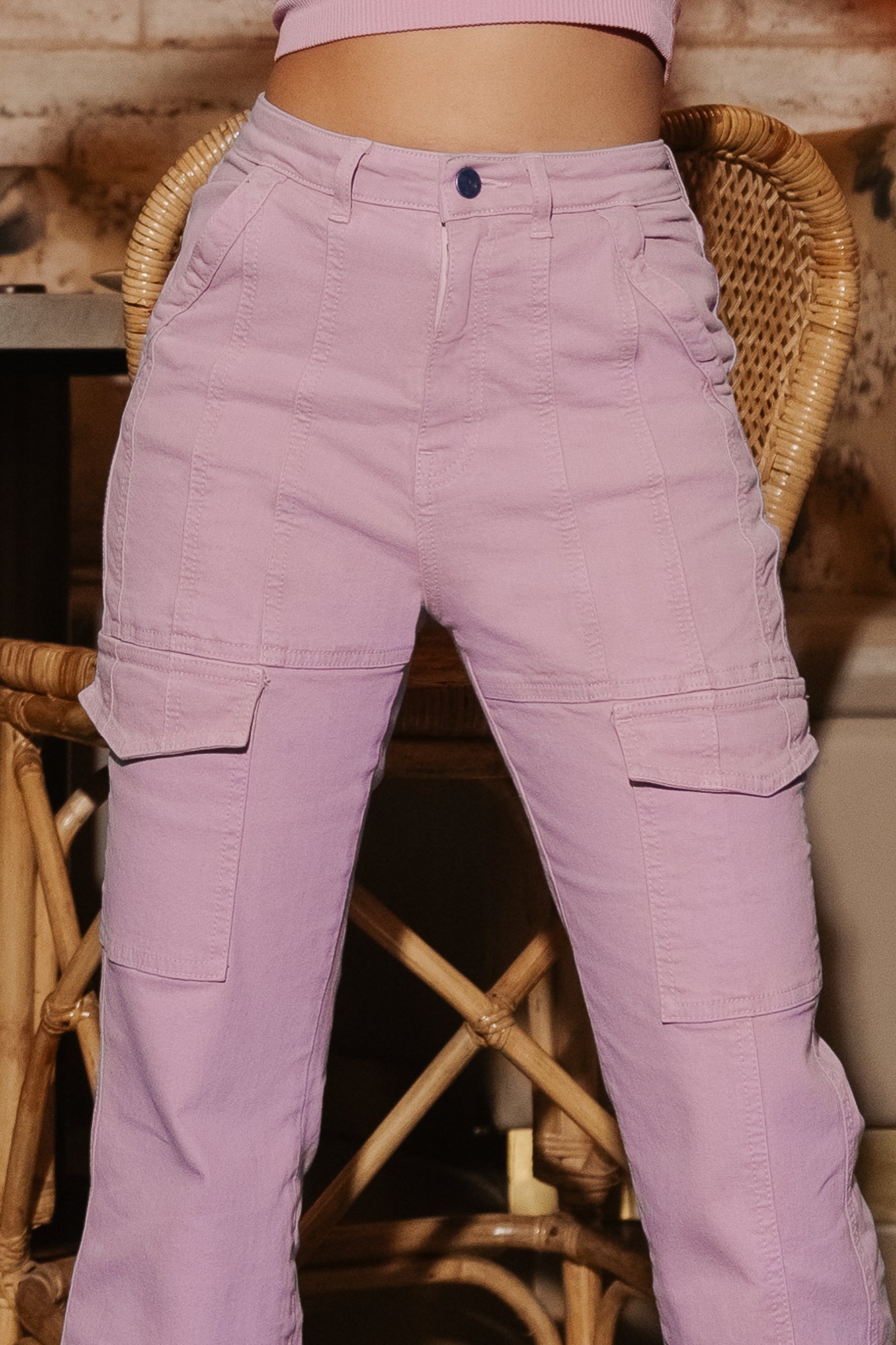 Lilac Cargo Bootcut Pants