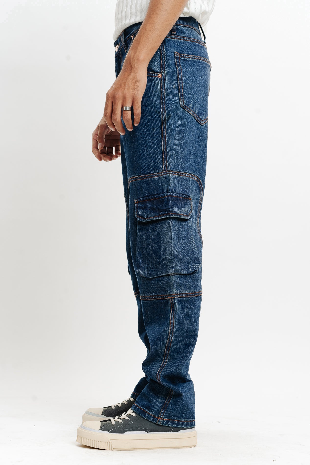 Men's Blue Cargo Jeans