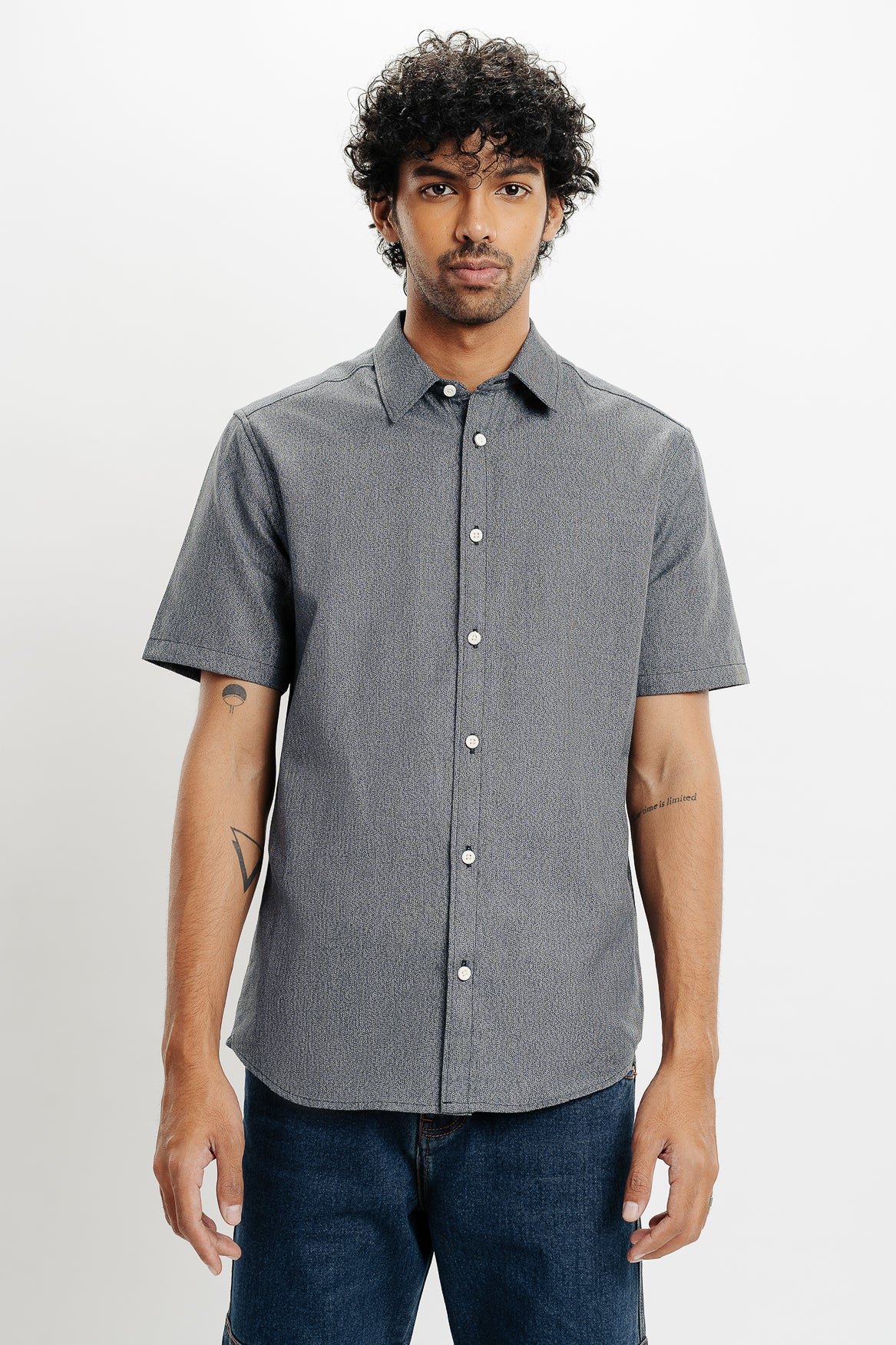 Charcoal Grey Cotton Men's Shirt