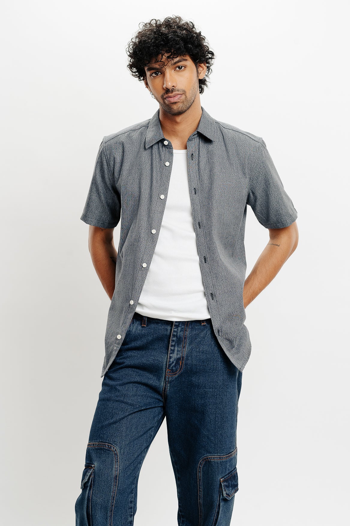 Charcoal Grey Cotton Men's Shirt