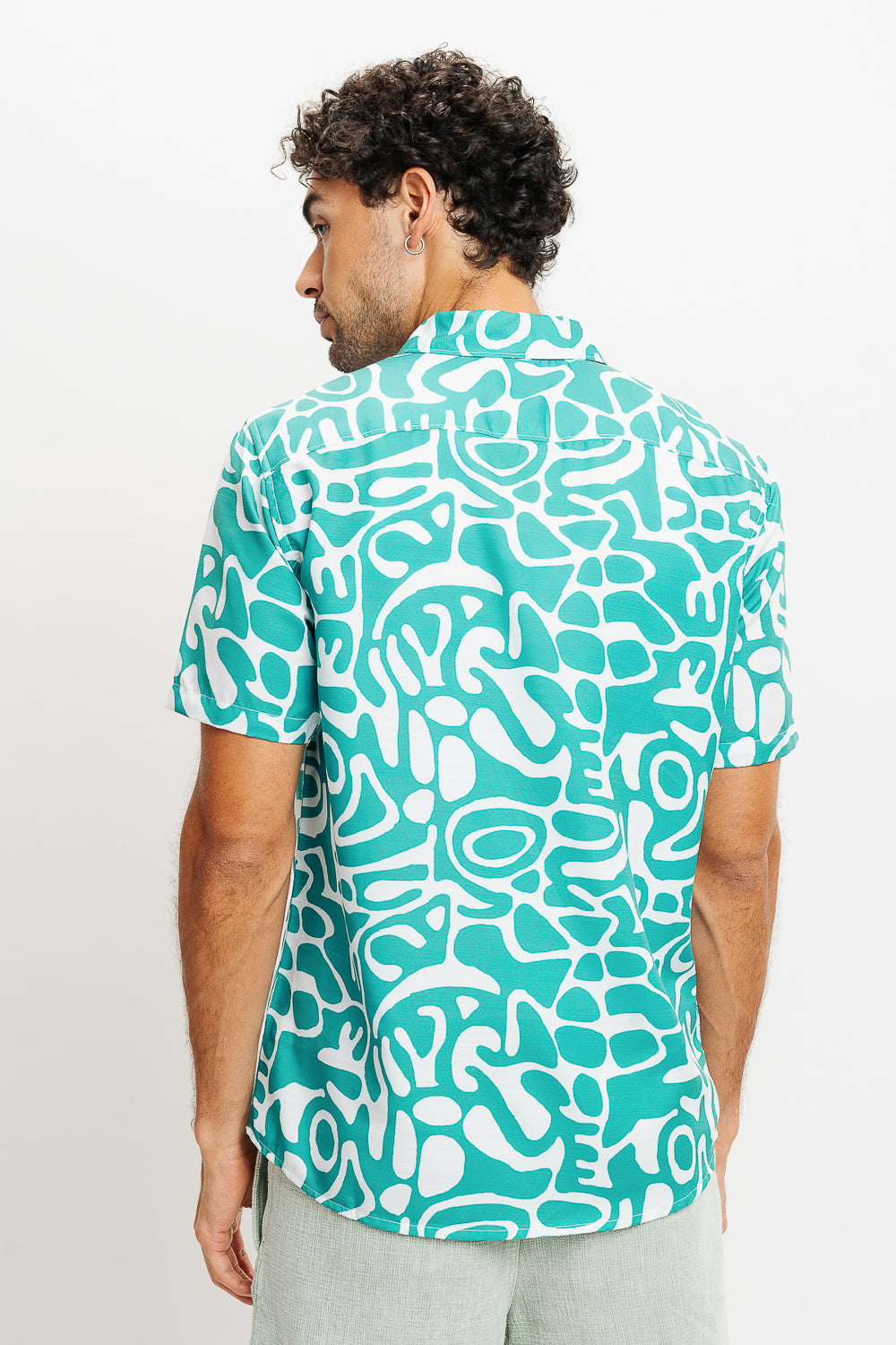 Green Abstract Print Men's Resort Shirt