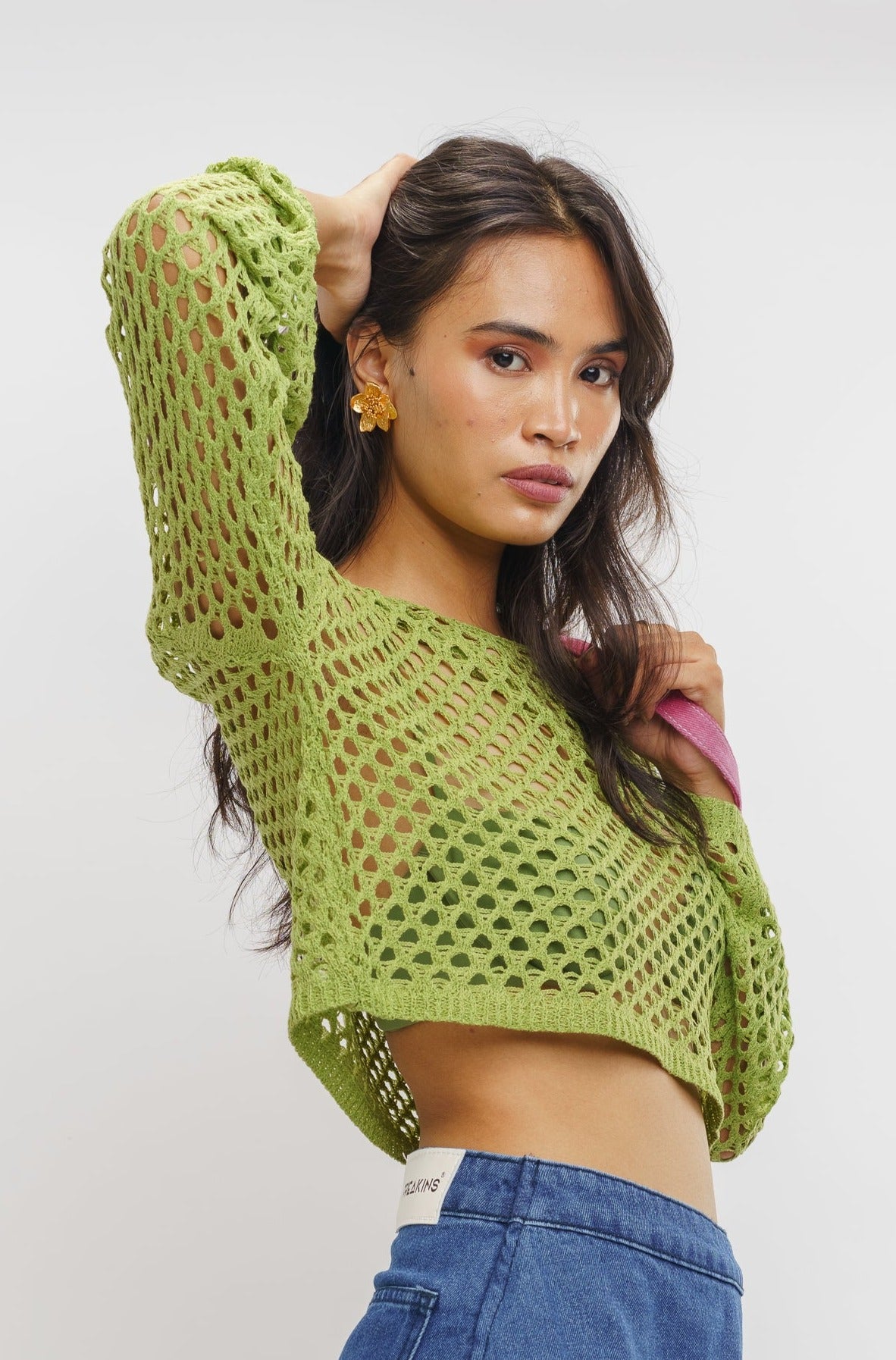 GREEN KNITTED TOP