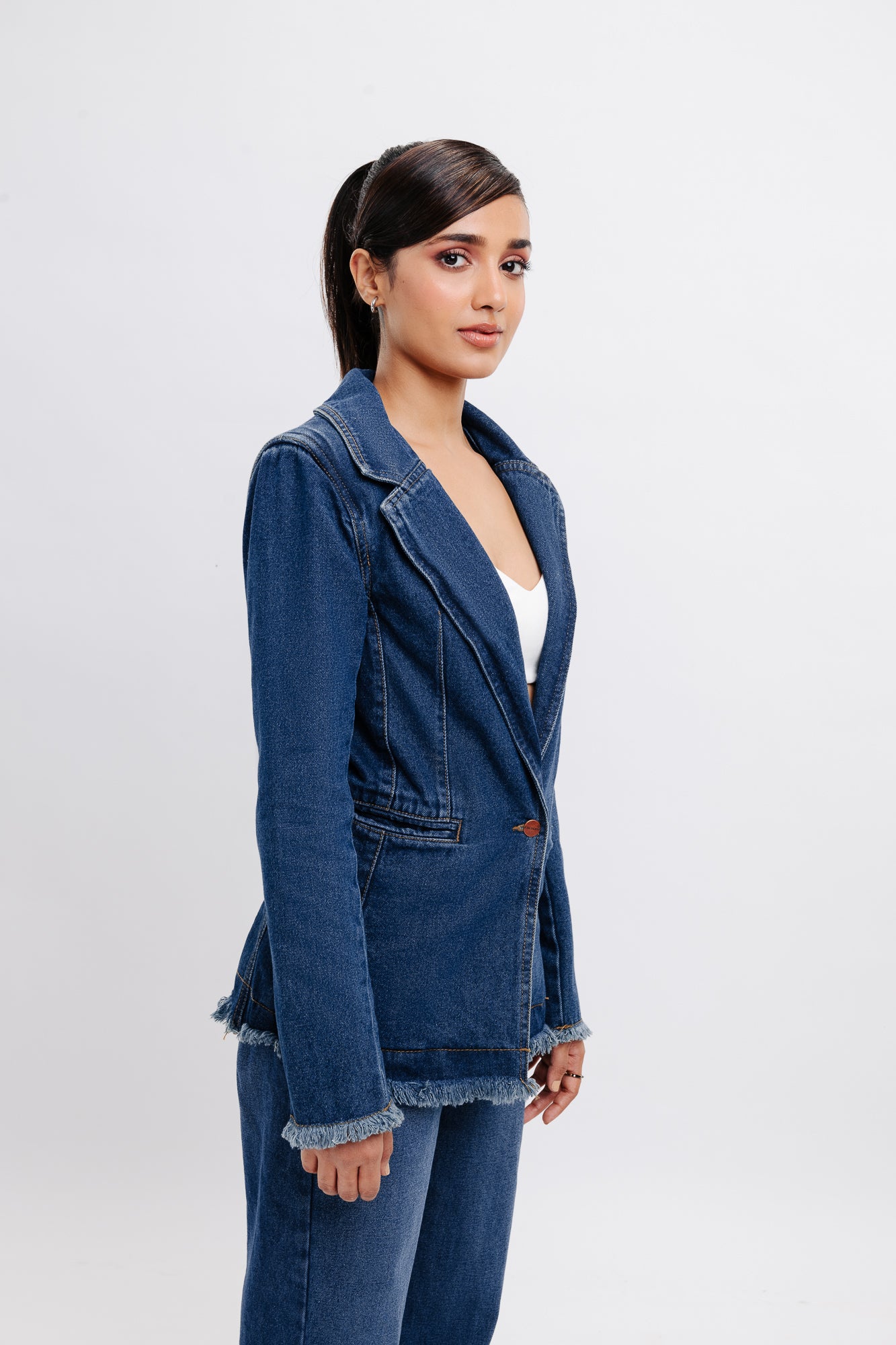 Designer Denim Blazer Studded Jacket | Denim jacket women, Denim women,  Denim design