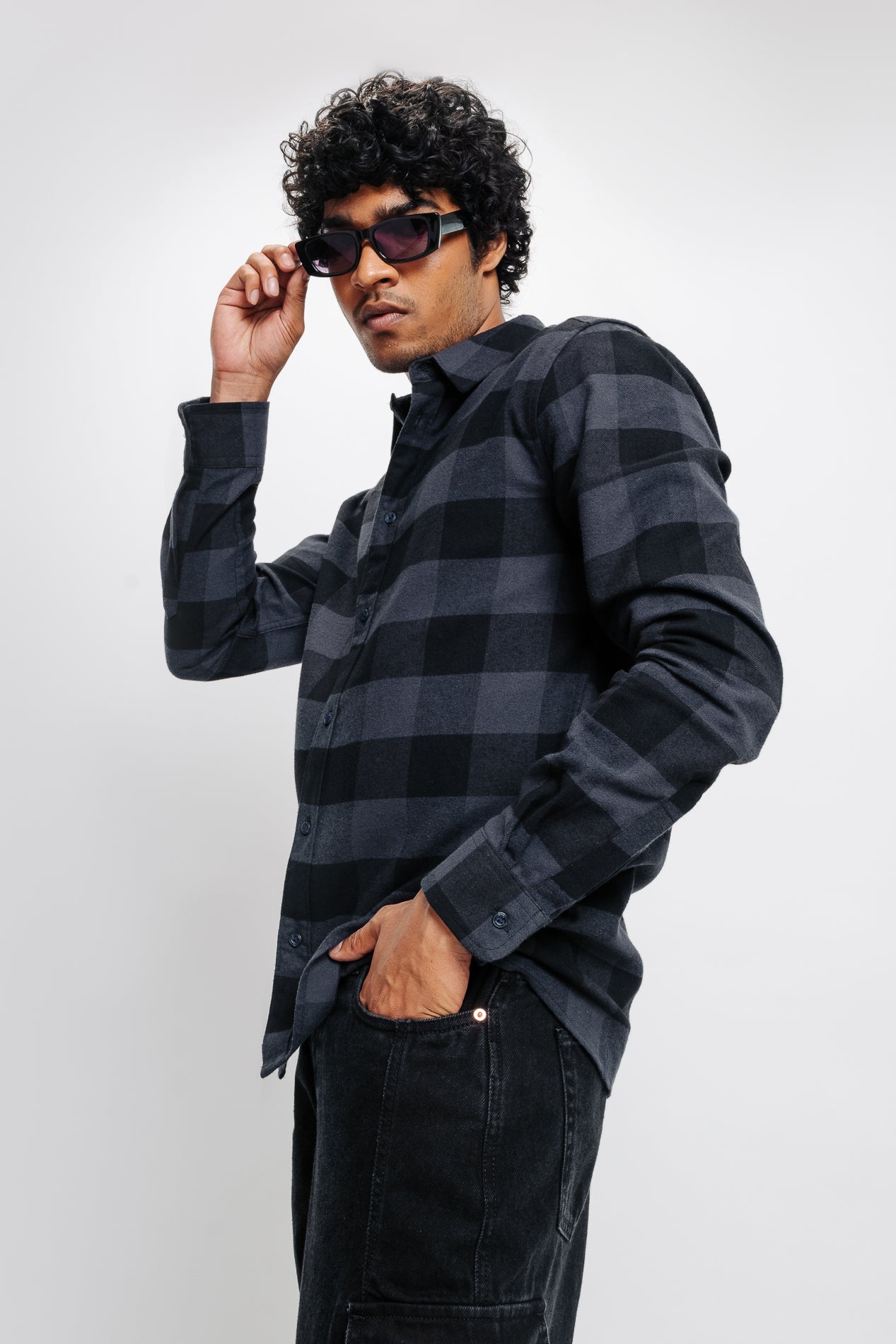 MEN'S BLACK CHECKERED SHIRT