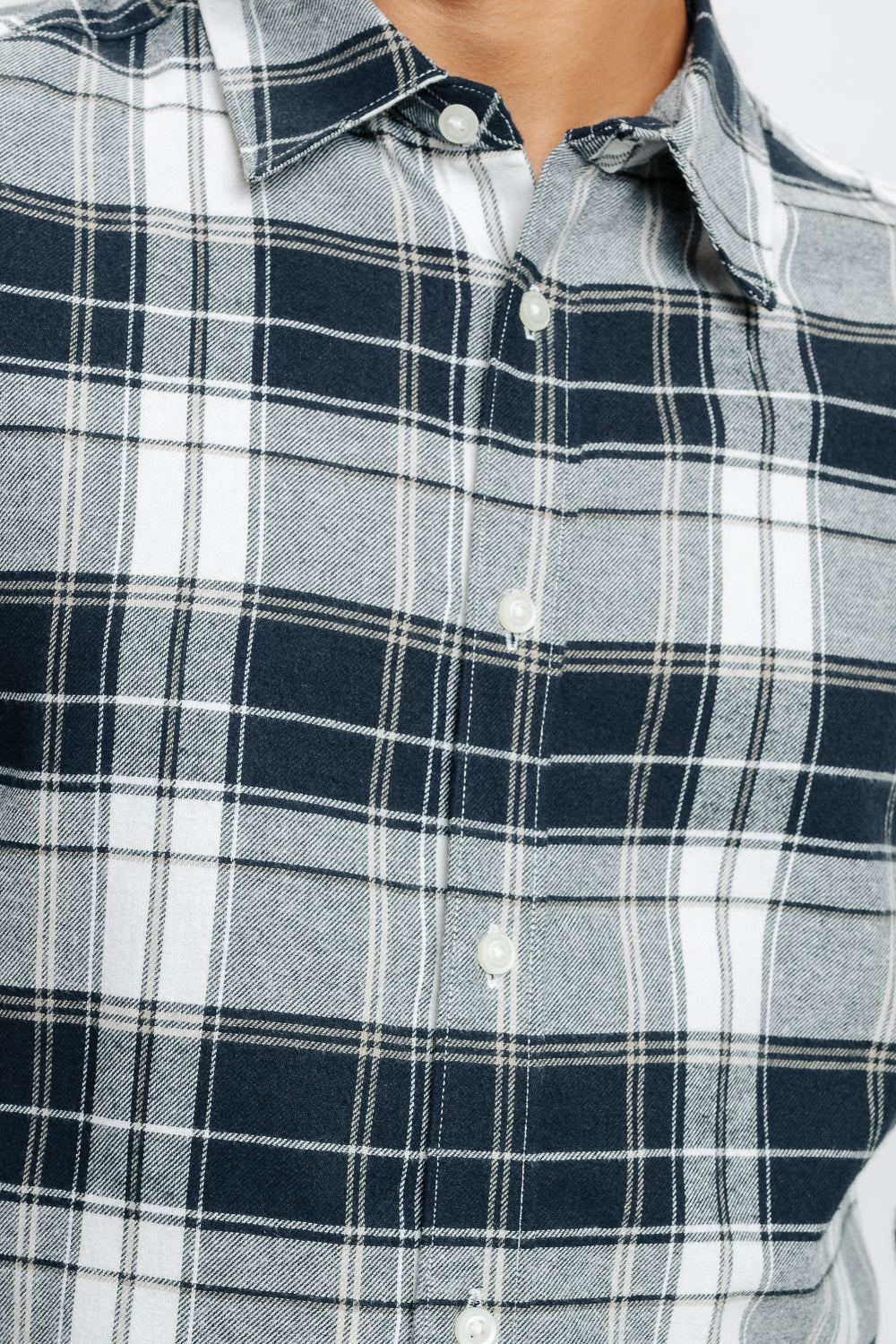 Men's Navy White Checkered Shirt