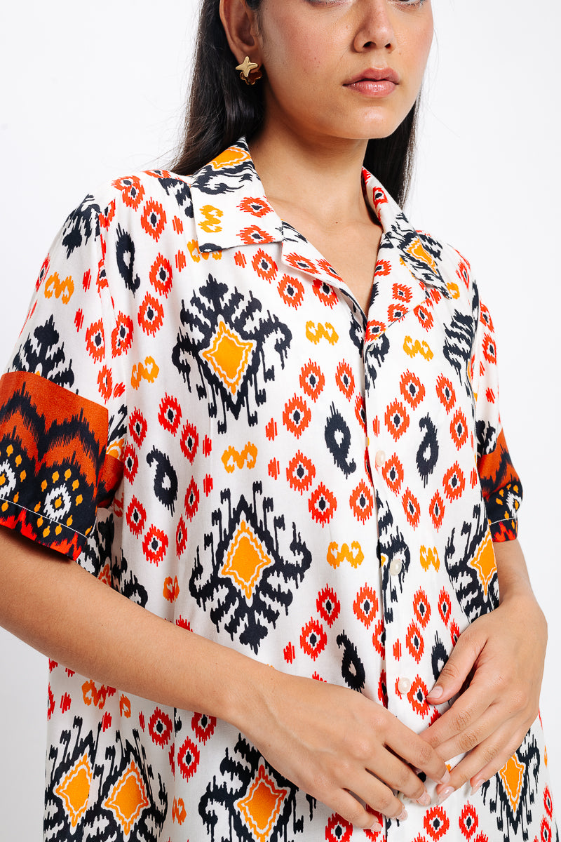 Women's Orange Printed Shirt