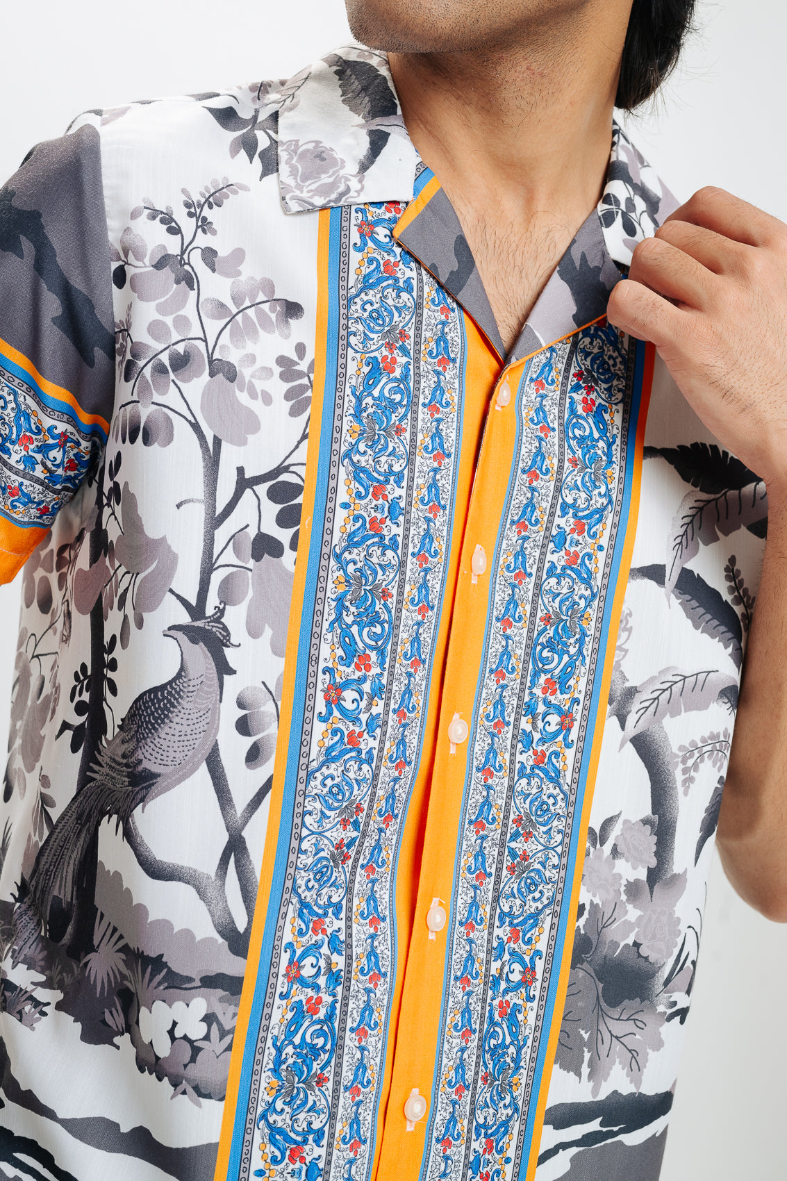 Men's White Printed Viscose Shirt