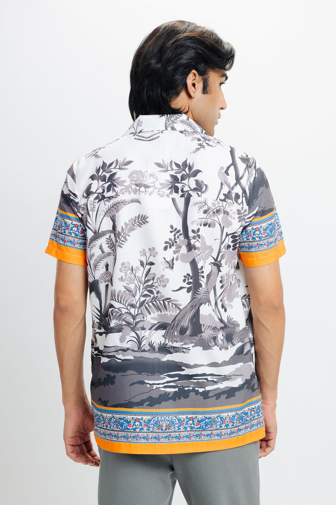 Men's White Printed Viscose Shirt