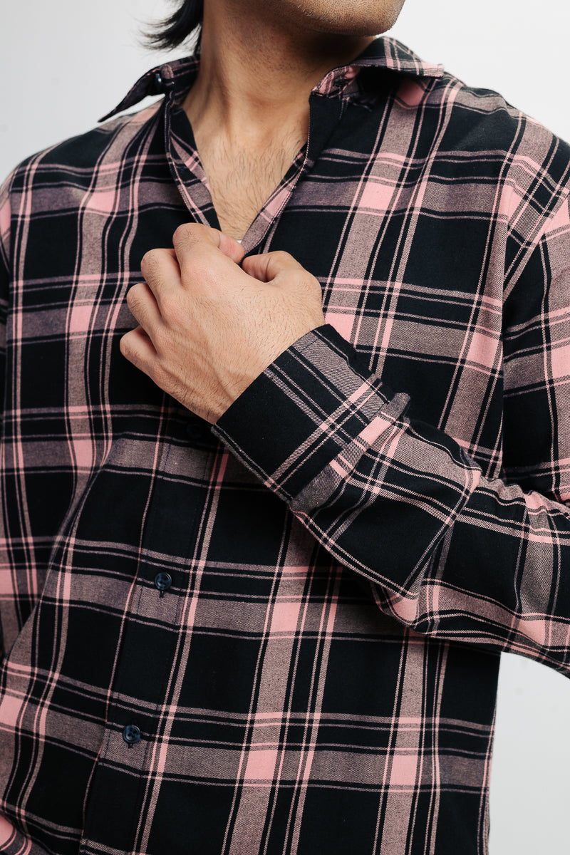 Men's Navy Pink Checkered Shirt