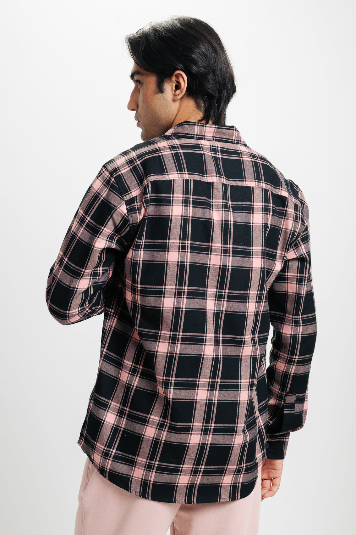 Men's Navy Pink Checkered Shirt