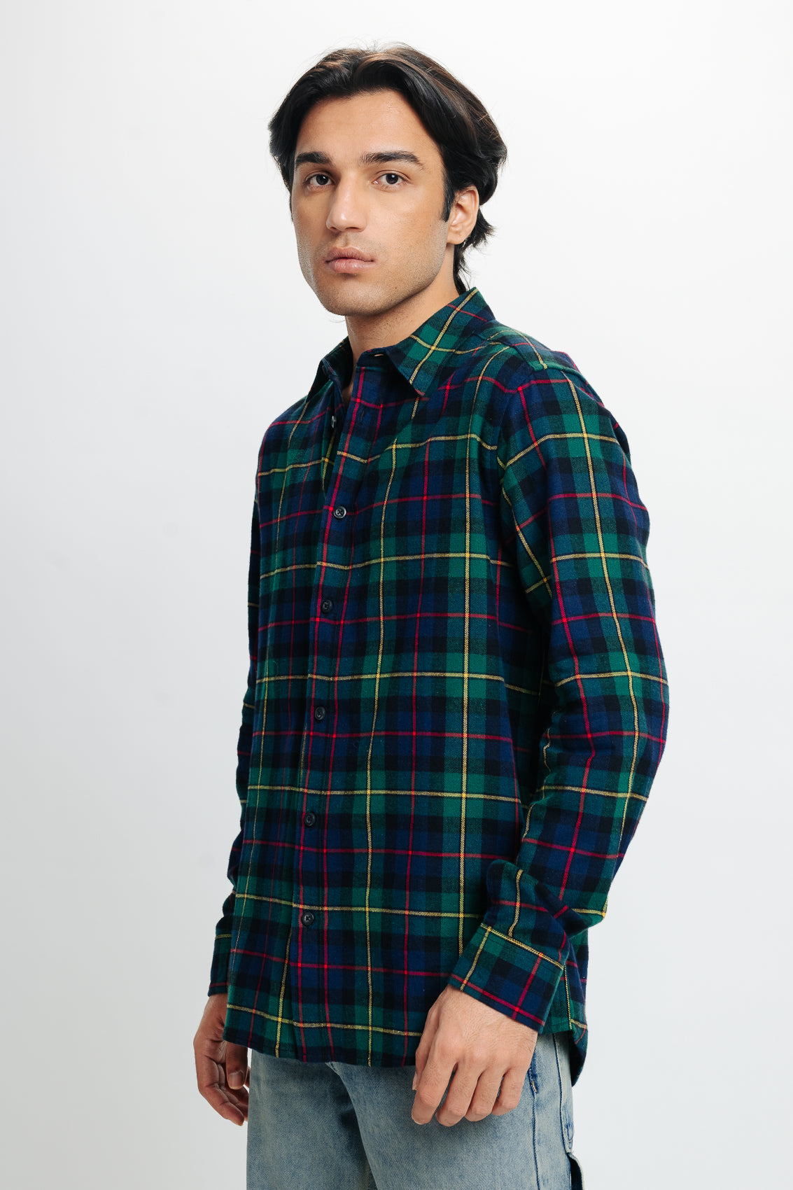 Men's Dark Green Plaid Shirt