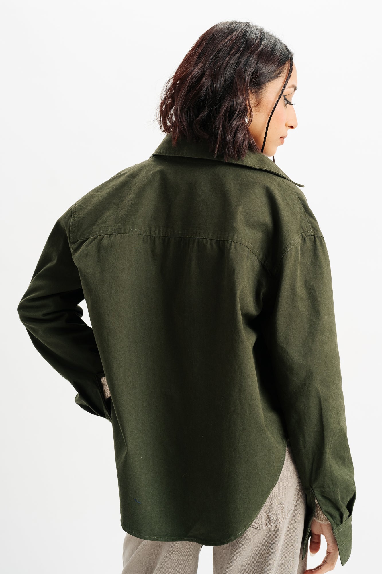 Green Twill Solid Shirt