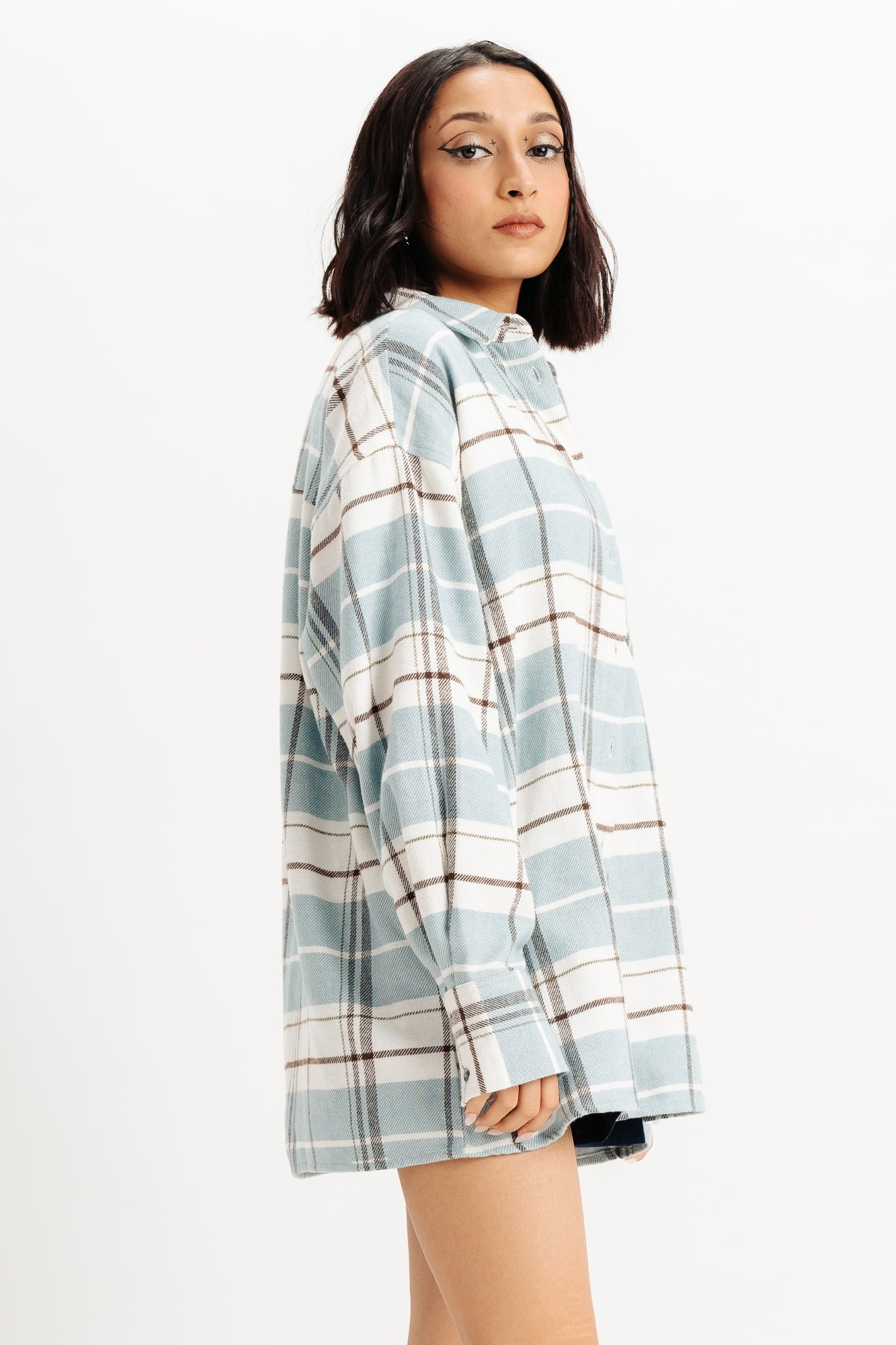 【SATIIIZ】Dehes Hooded String Checkered Shirt Dehes Hooded String Checkered Shirt - satiiiz
