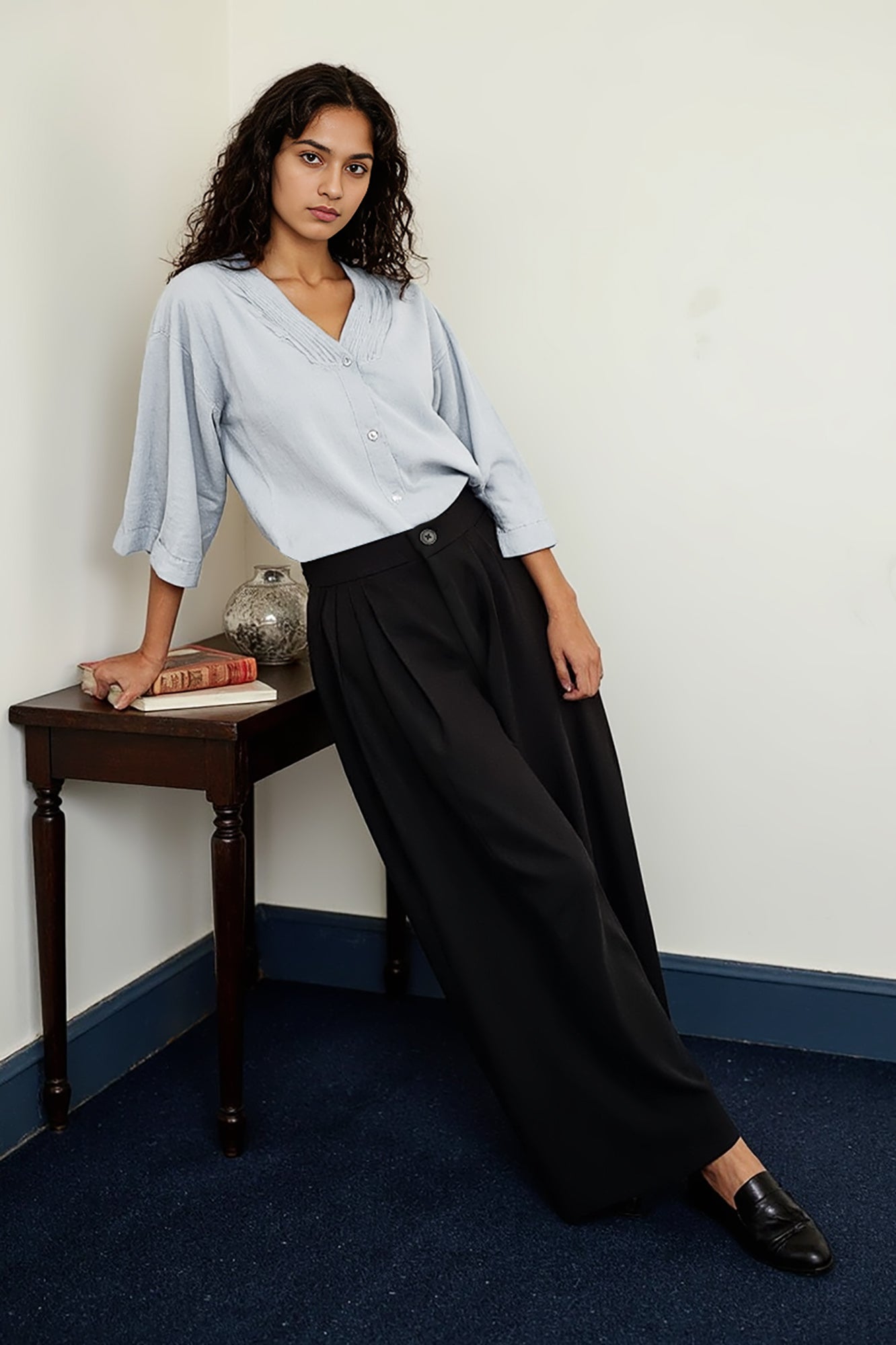 Black Women's Baggy Wide Korean Pants