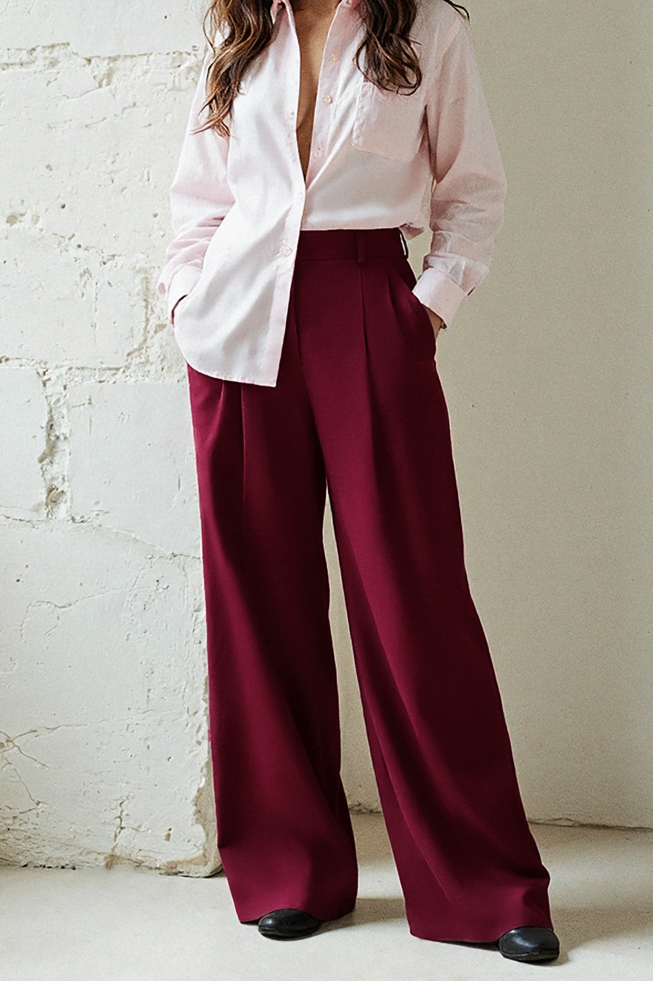 Regal Maroon Super Flared Flared Korean Pants