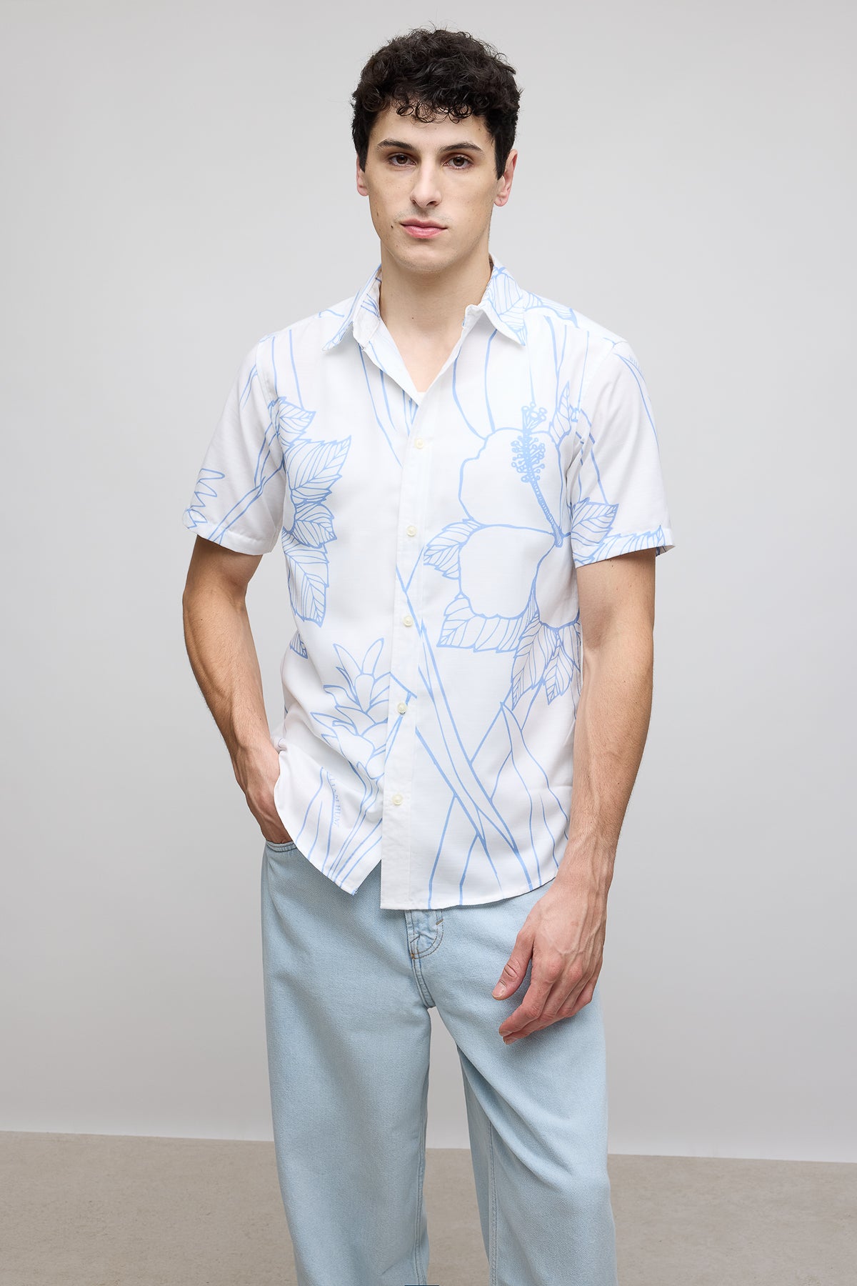 White Floral Resort Men's Shirt