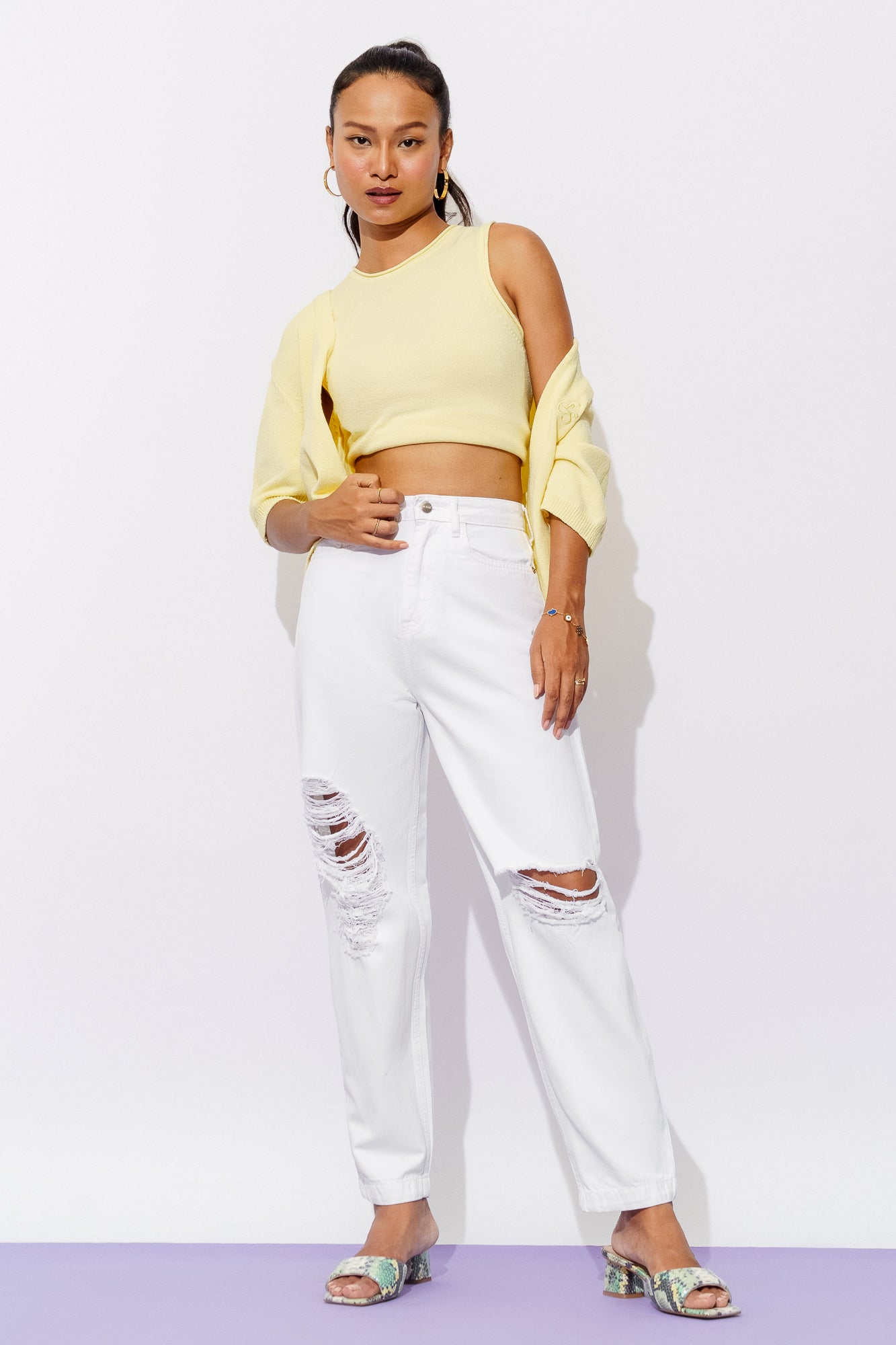 White Distressed Baggy Jeans