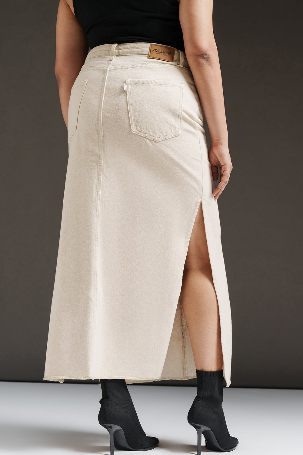 Vanilla Curve Denim Side Slit Maxi Skirt