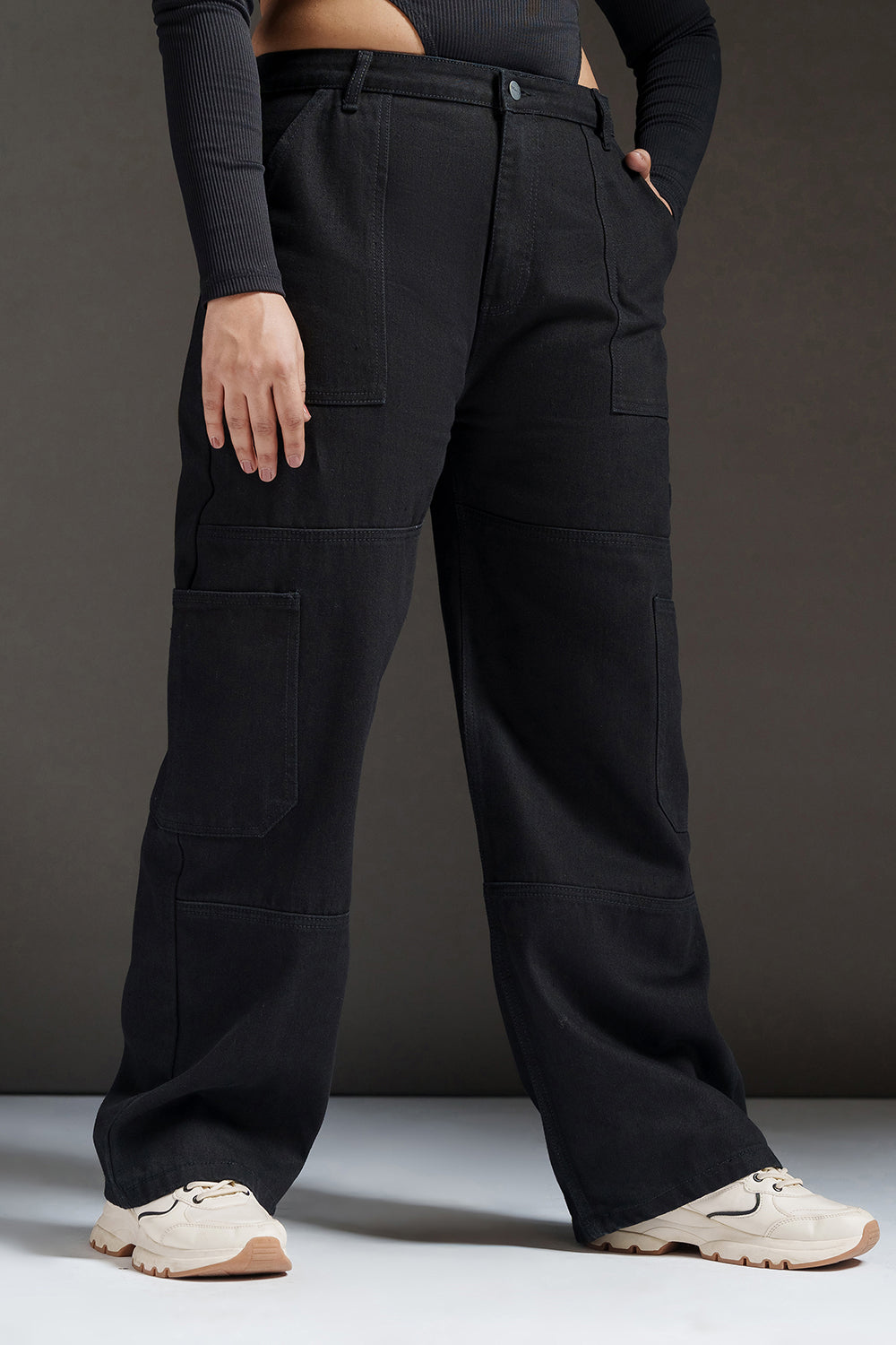 Lunar Black Curve Denim Constructed Cargo