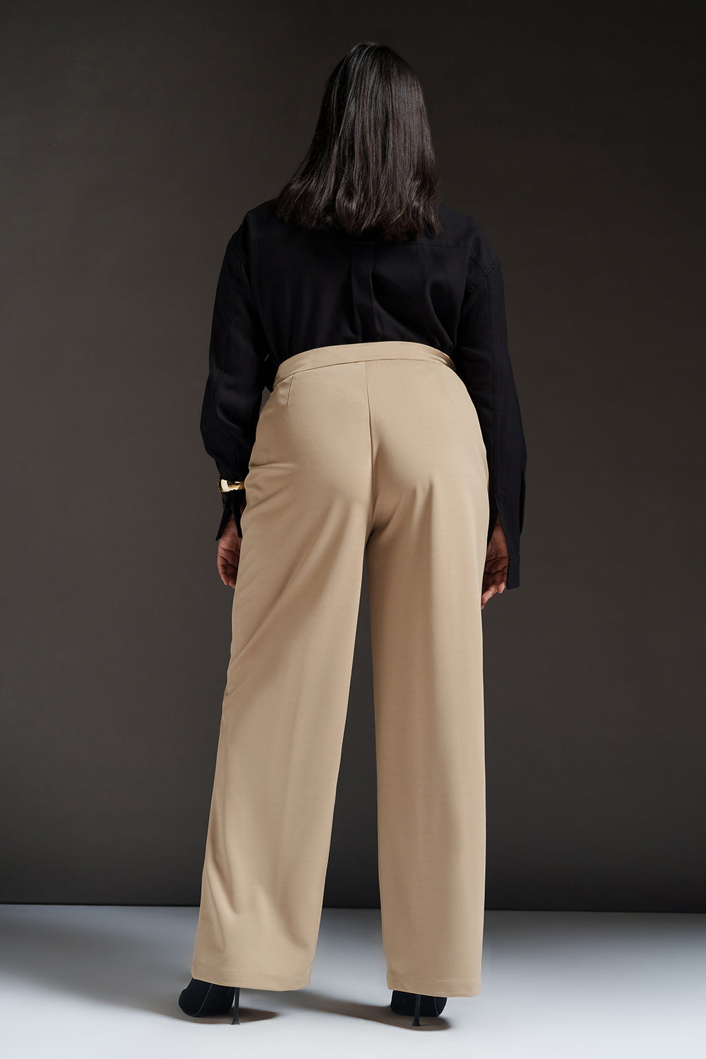 Dune Beige Curve Textured Korean Pants