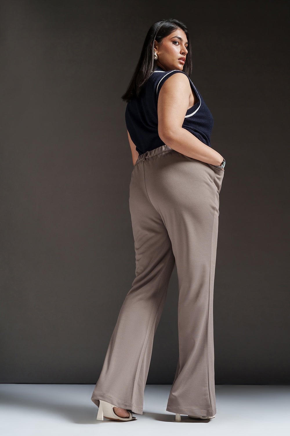 Ashen Grey Curve Bootcut Korean Pants