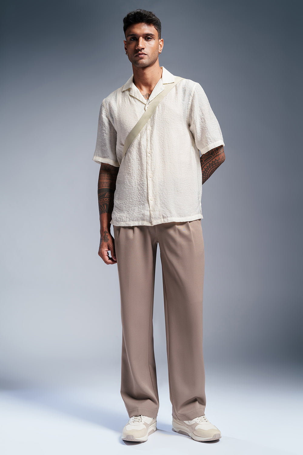 Ashen Beige Men's Stylised Korean Pants