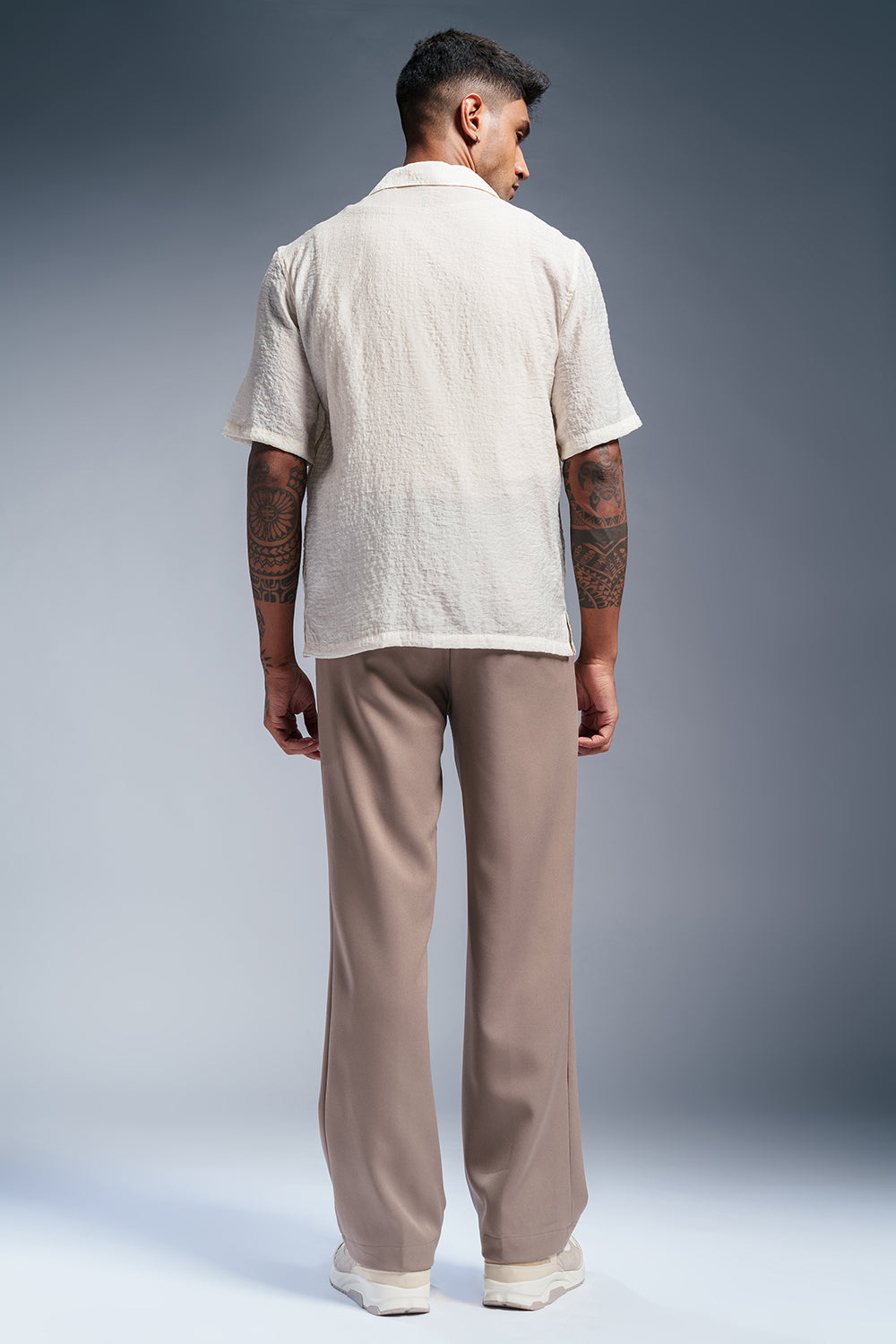 Ashen Beige Men's Stylised Korean Pants