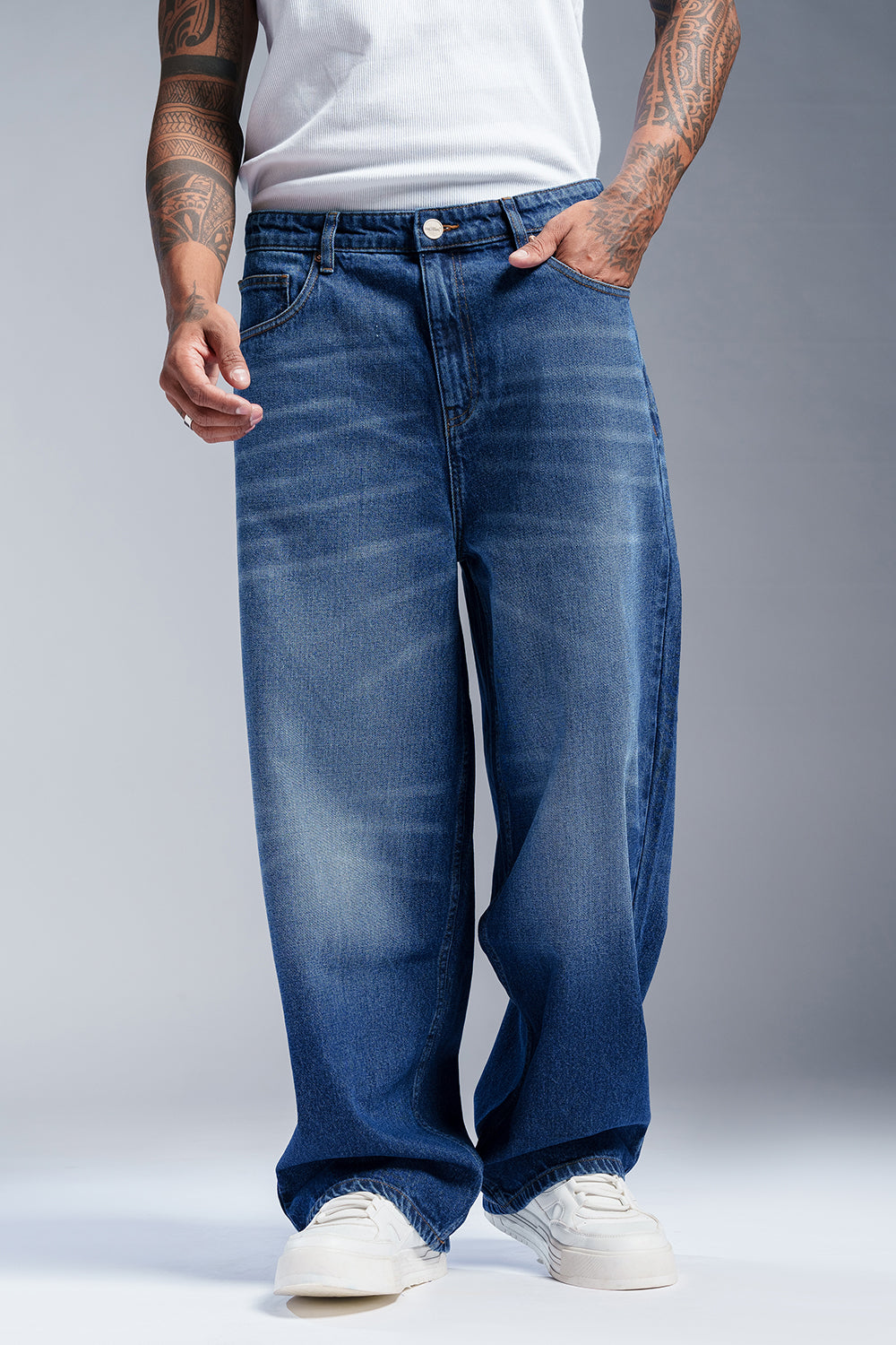 Vibrant Indigo Men's Baggy Fit Jeans