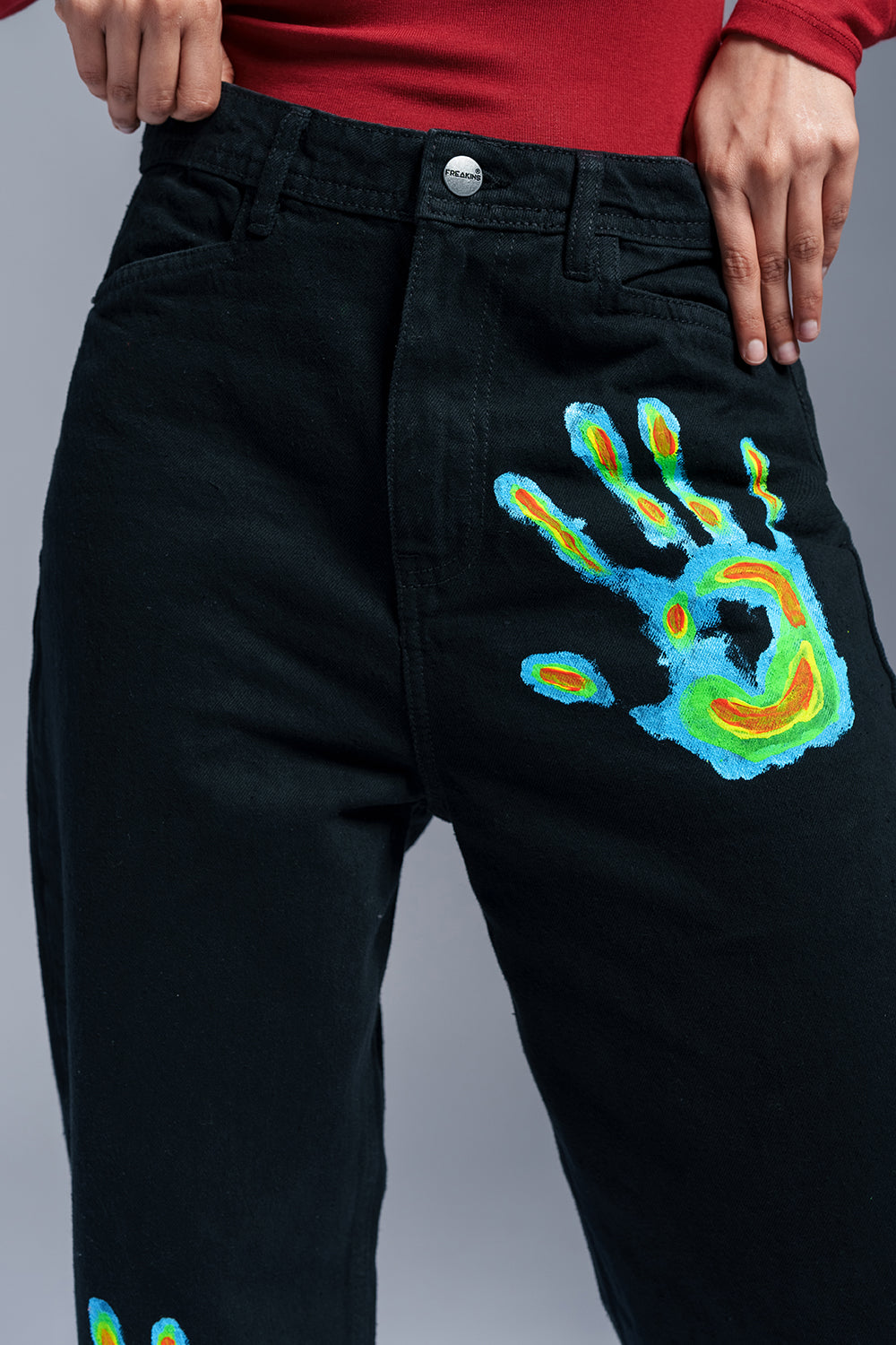 Hand Painted Black Jeans