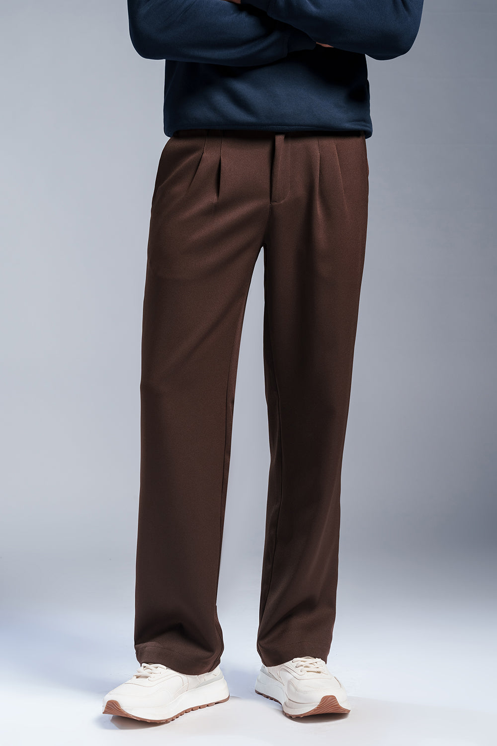 Bronco Brown Men's Double Pleated Korean Pants