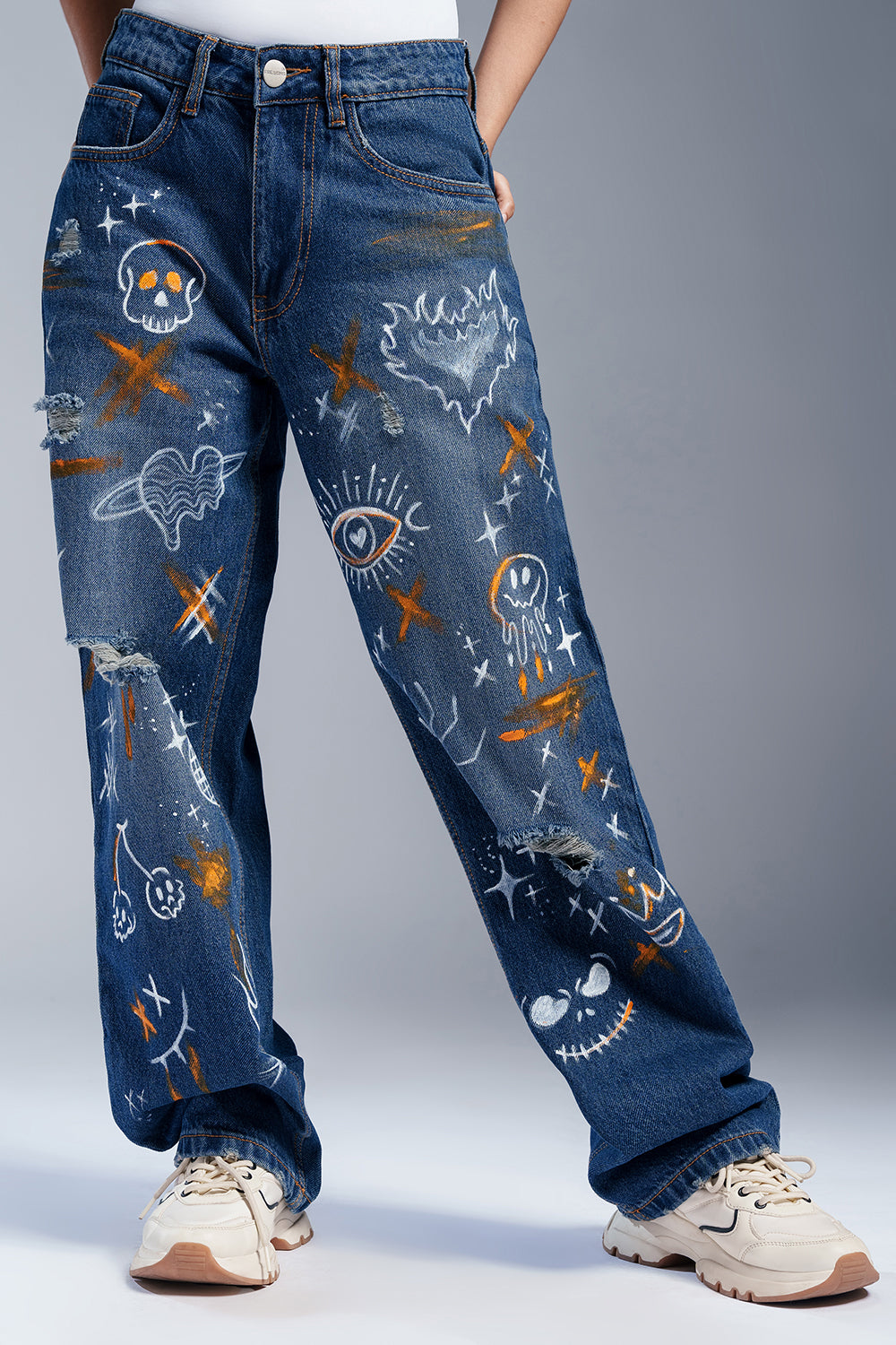 Graffiti Blue Timeless Relaxed Fit Jeans