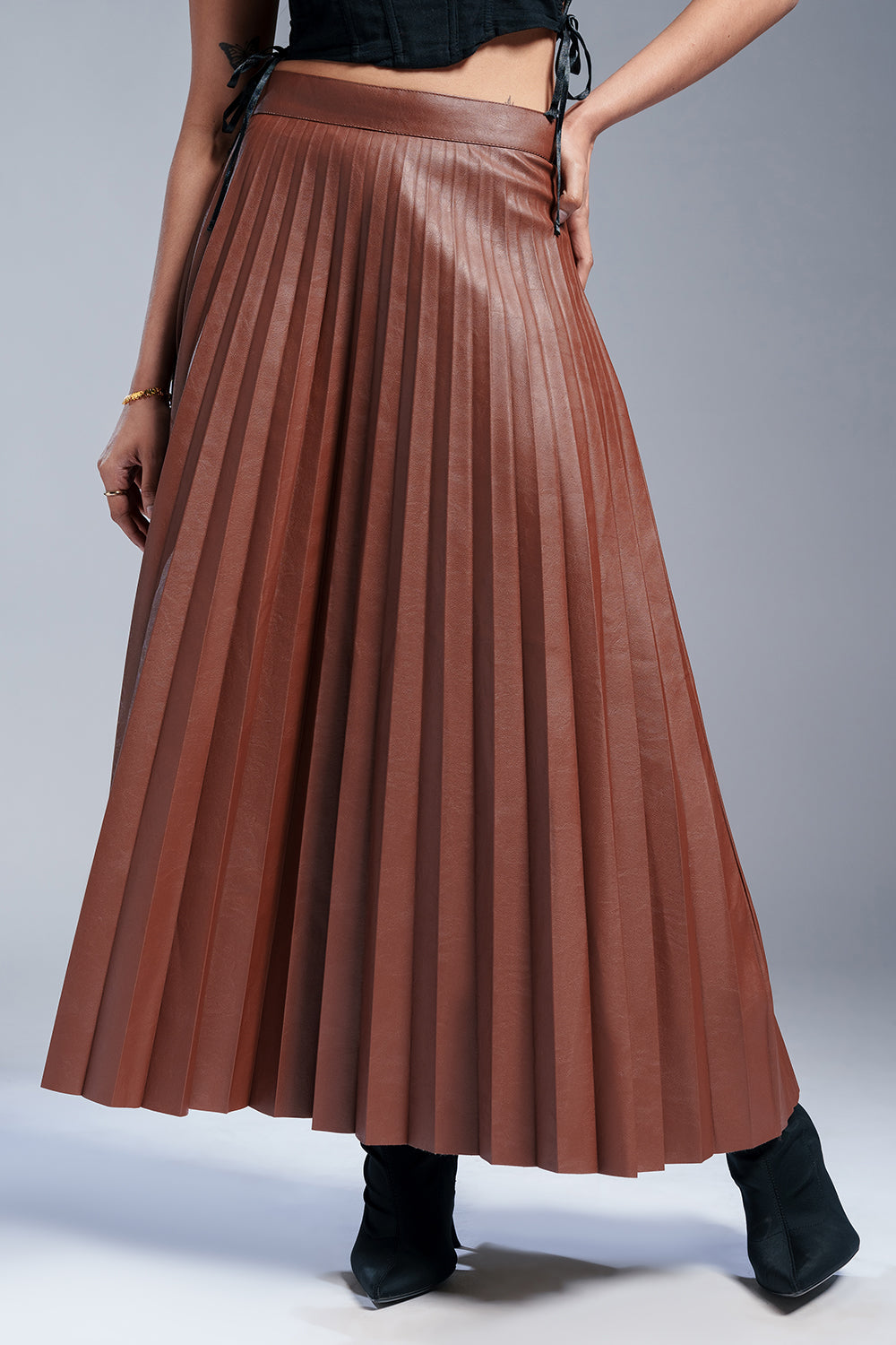 Espresso Brown Leather Skirt