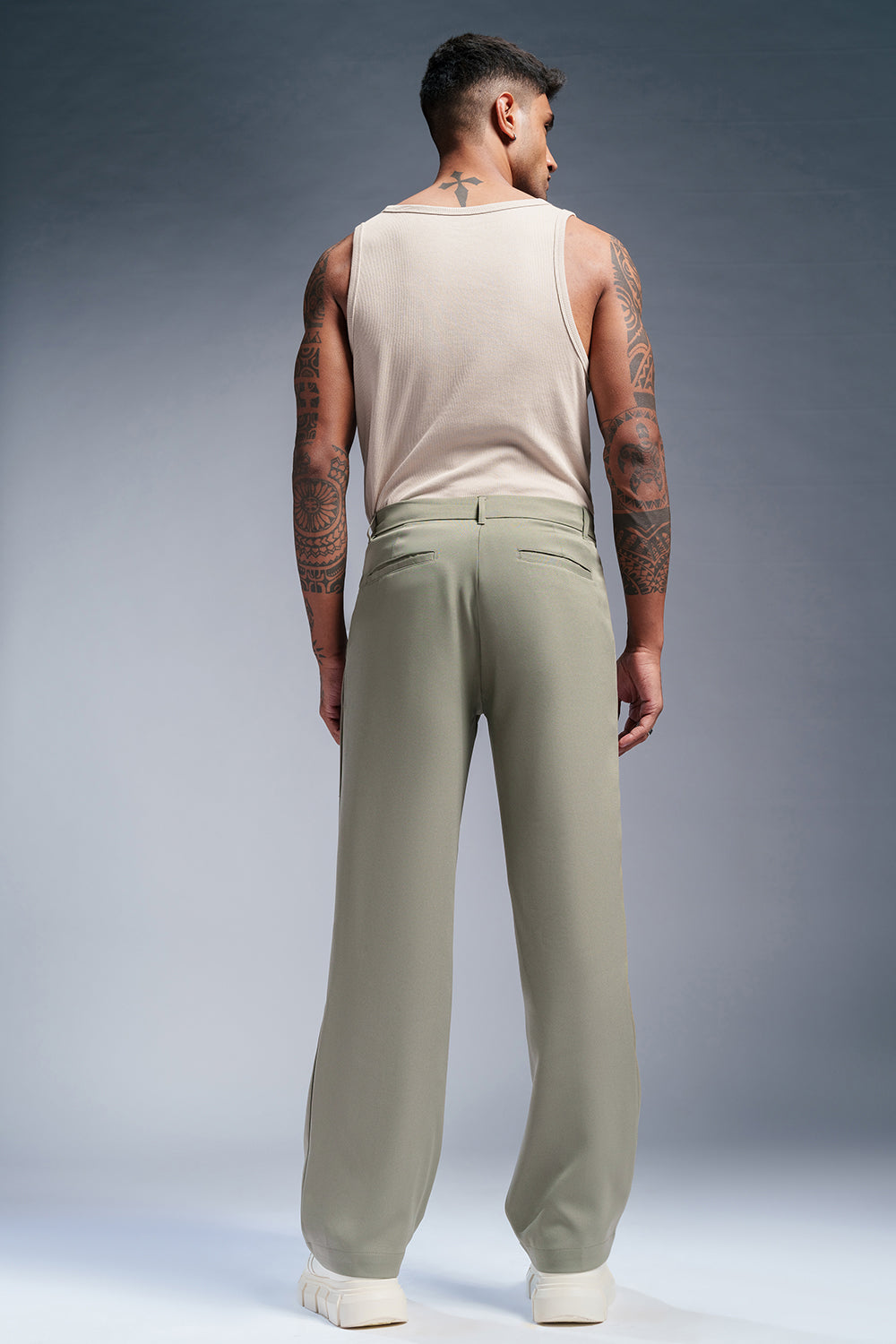 Faded Sage Men's Double Pleated Korean Pants