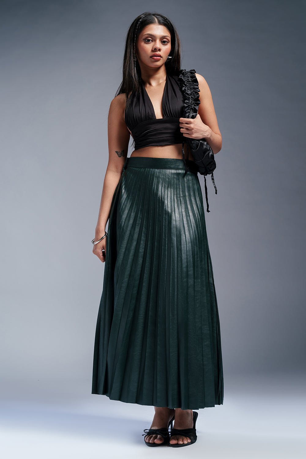 Lattino Green Leather Skirt