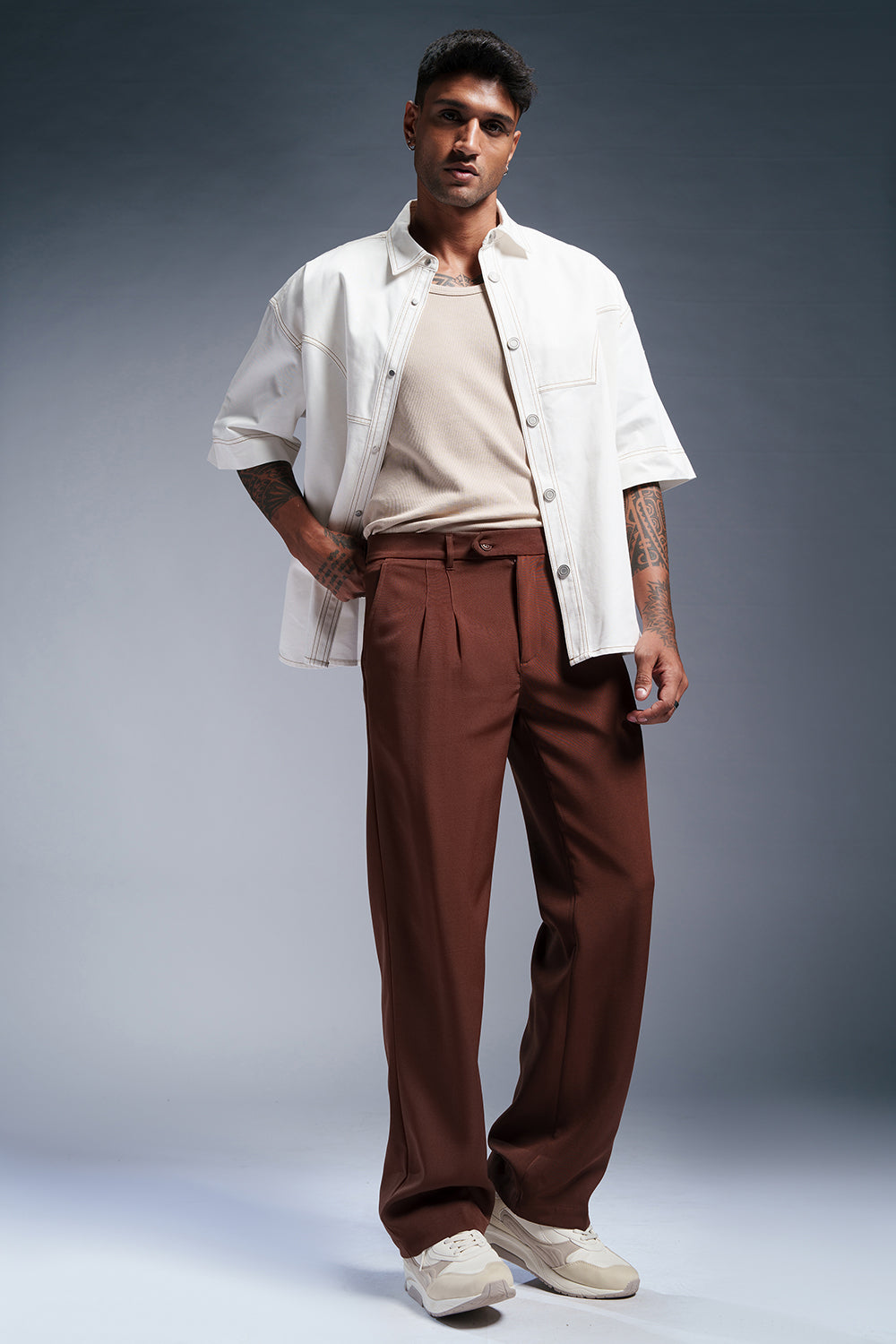 Regal Brown Men's Stylised Korean Pants