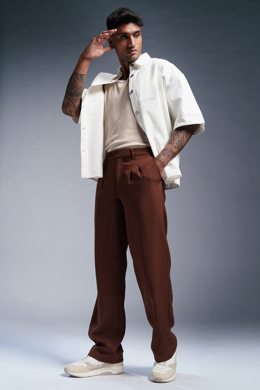 Regal Brown Men's Stylised Korean Pants