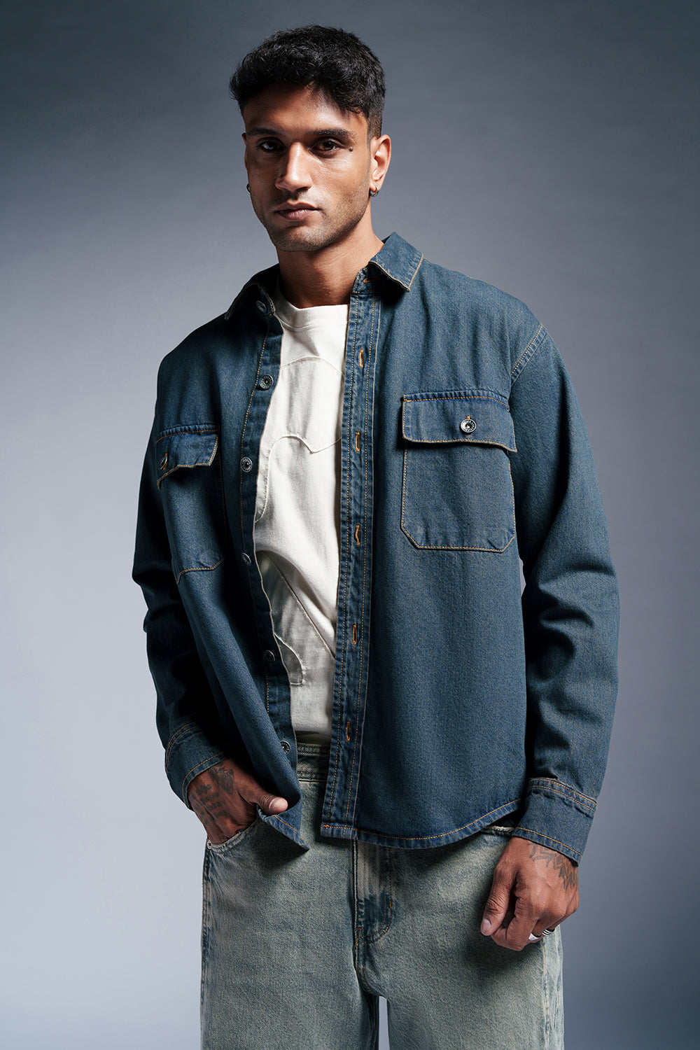 Cyber Blue Men's Denim Jacket