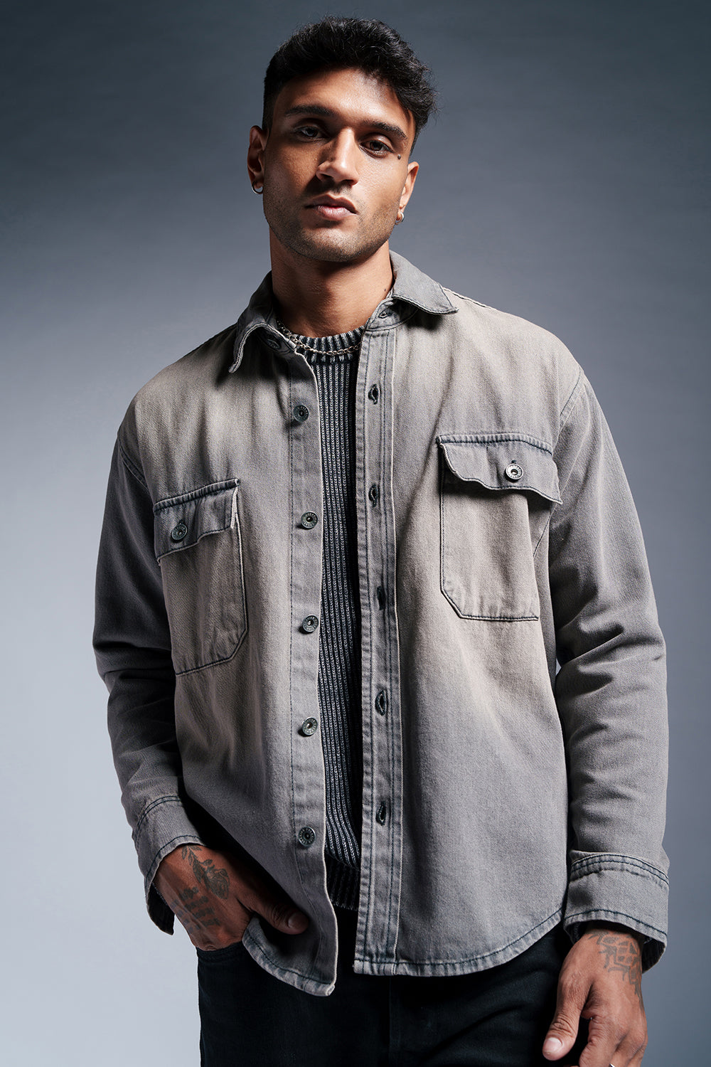 Warm Grey Men's Denim Jacket