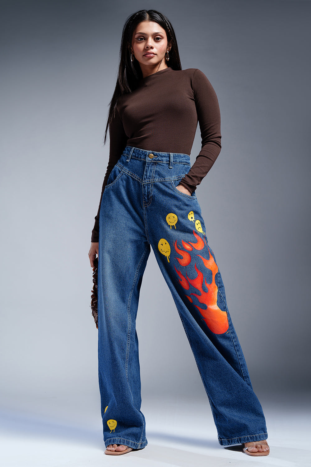 Blazing Blue Fish Cut Jeans