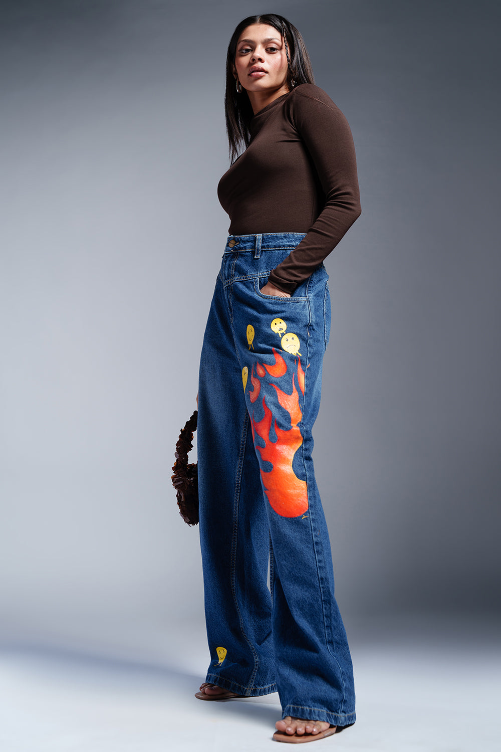 Blazing Blue Fish Cut Jeans