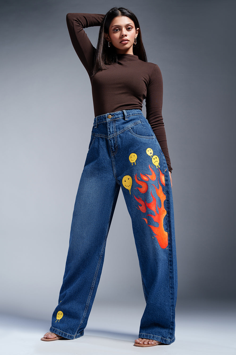 Blazing Blue Fish Cut Jeans