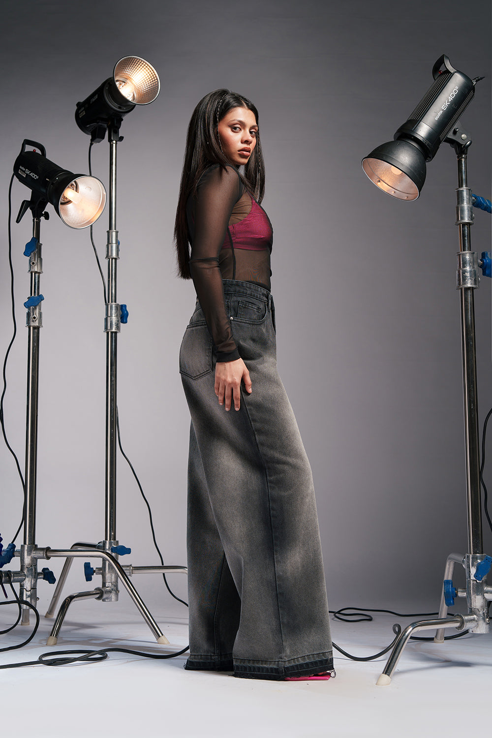 Grey Fusion Wide Leg Jeans