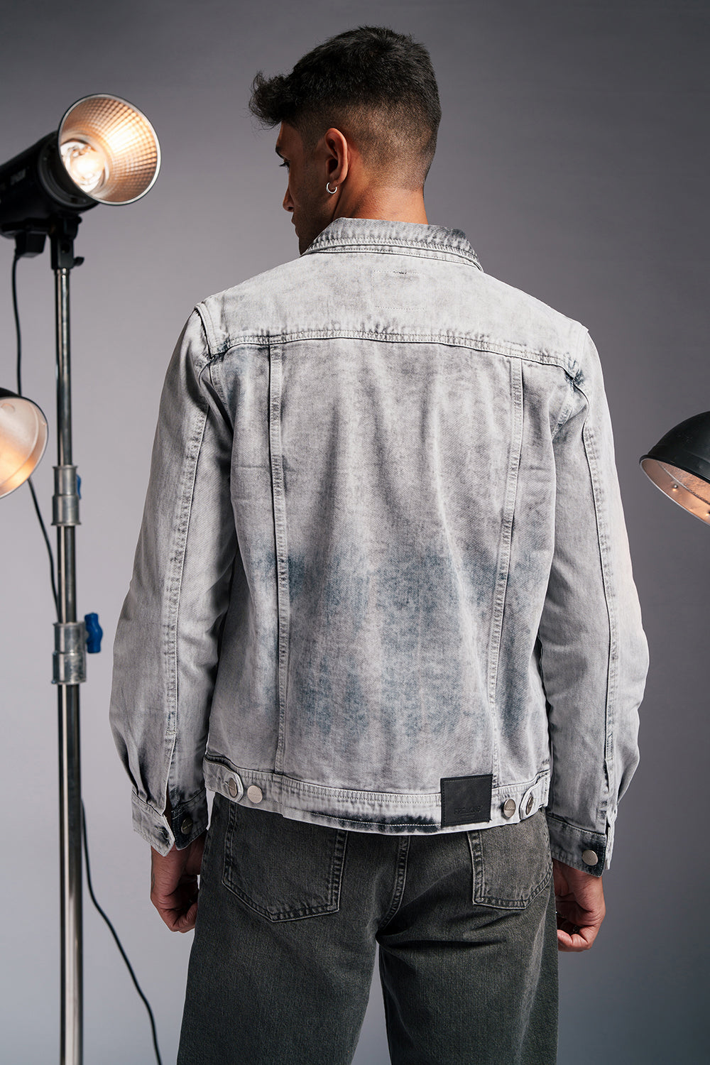 Recon Grey Men's Denim Trucker Jacket