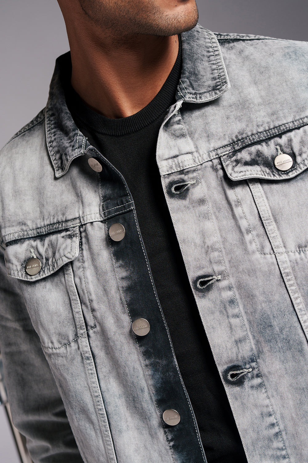 Recon Grey Men's Denim Trucker Jacket